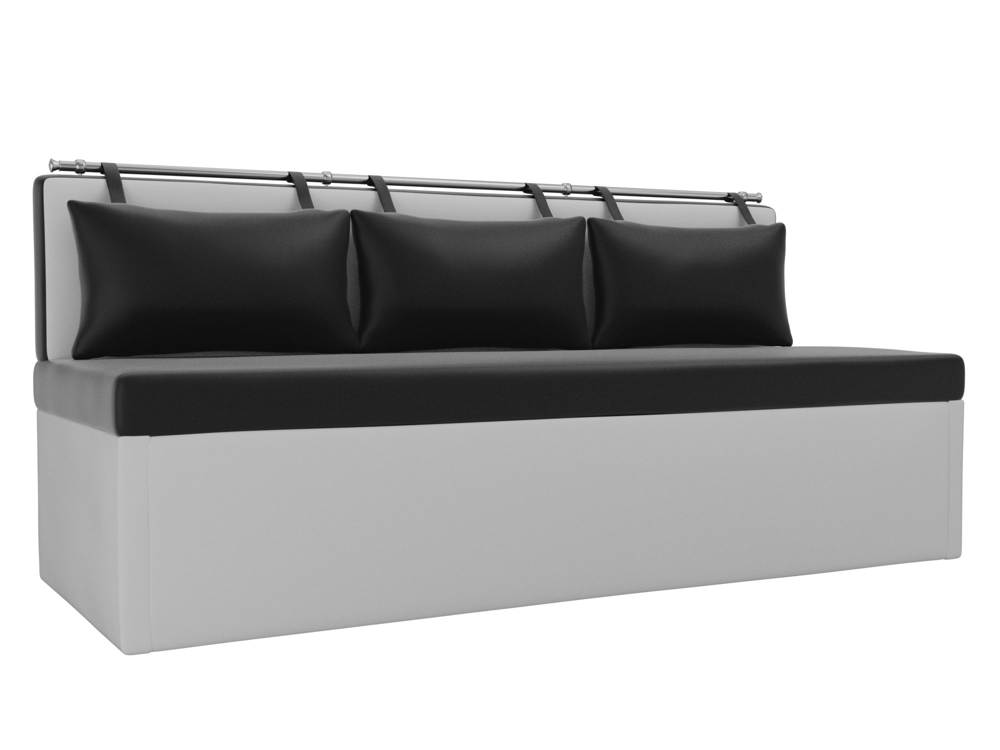 Кухонный прямой диван Метро (Черный\Белый)