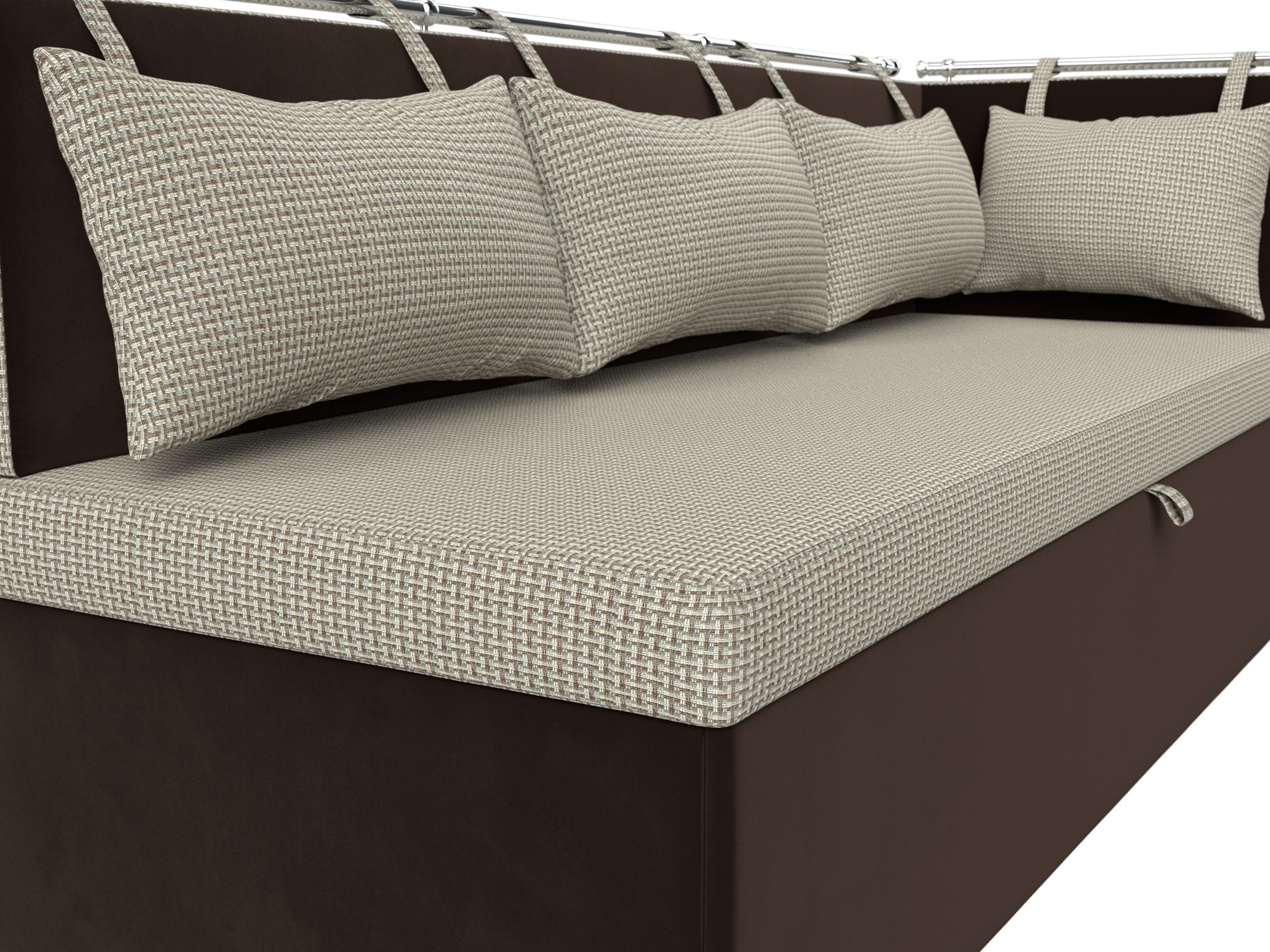 Кухонный диван Метро с углом справа (Корфу 02\коричневый)
