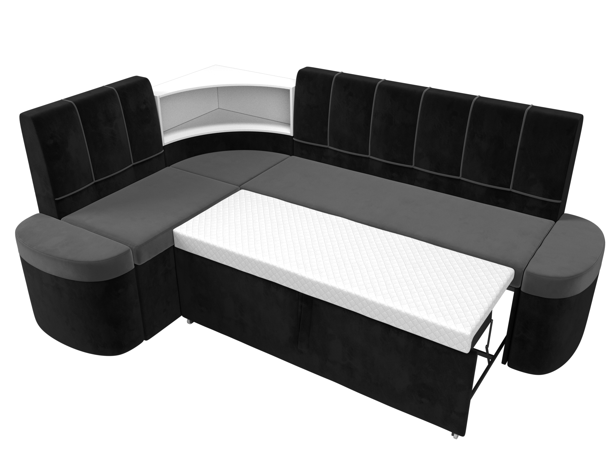 Кухонный угловой диван Тефида левый угол (Серый\Черный)
