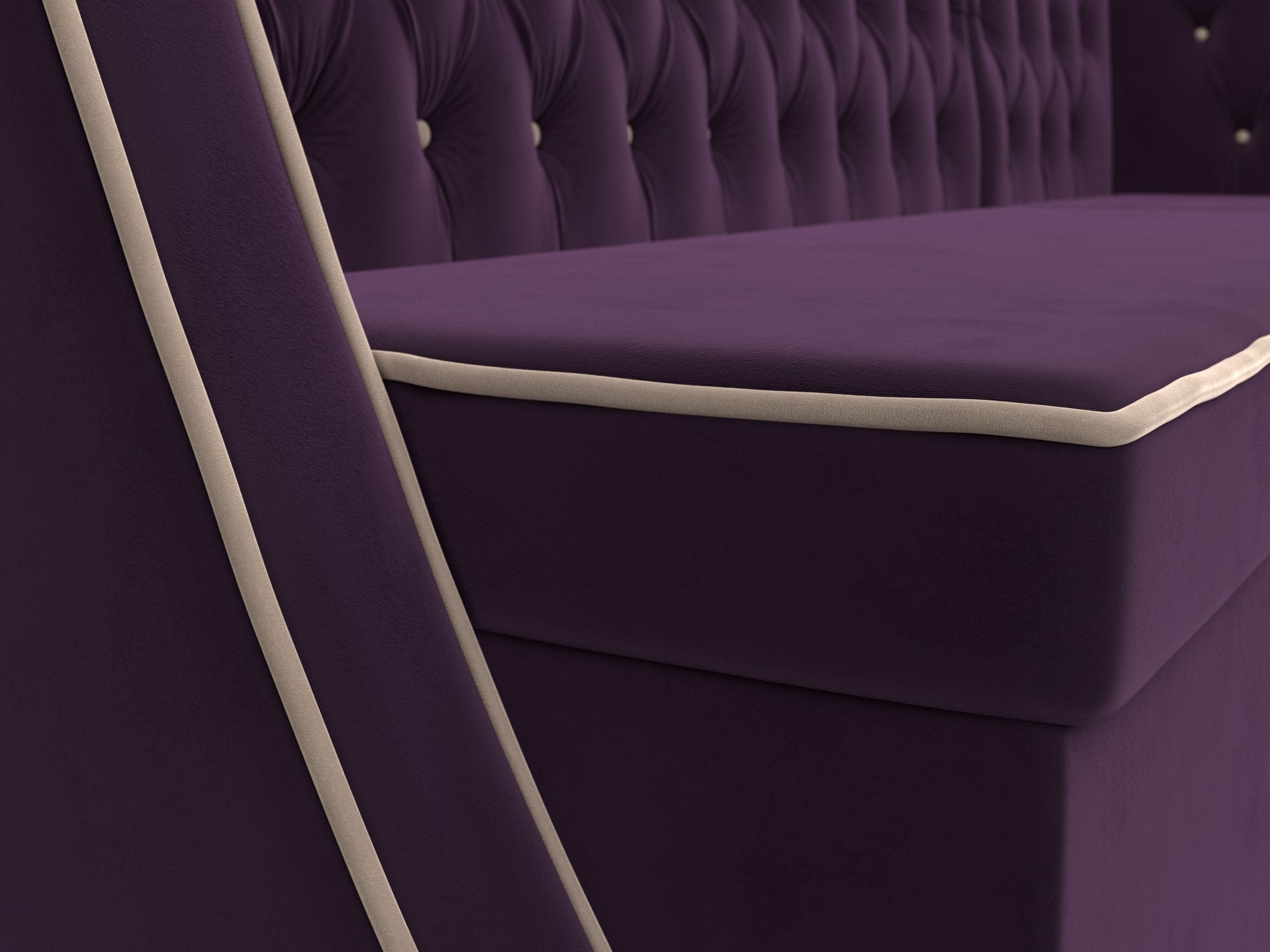 Кухонный угловой диван Лофт правый угол (Фиолетовый\Бежевый)