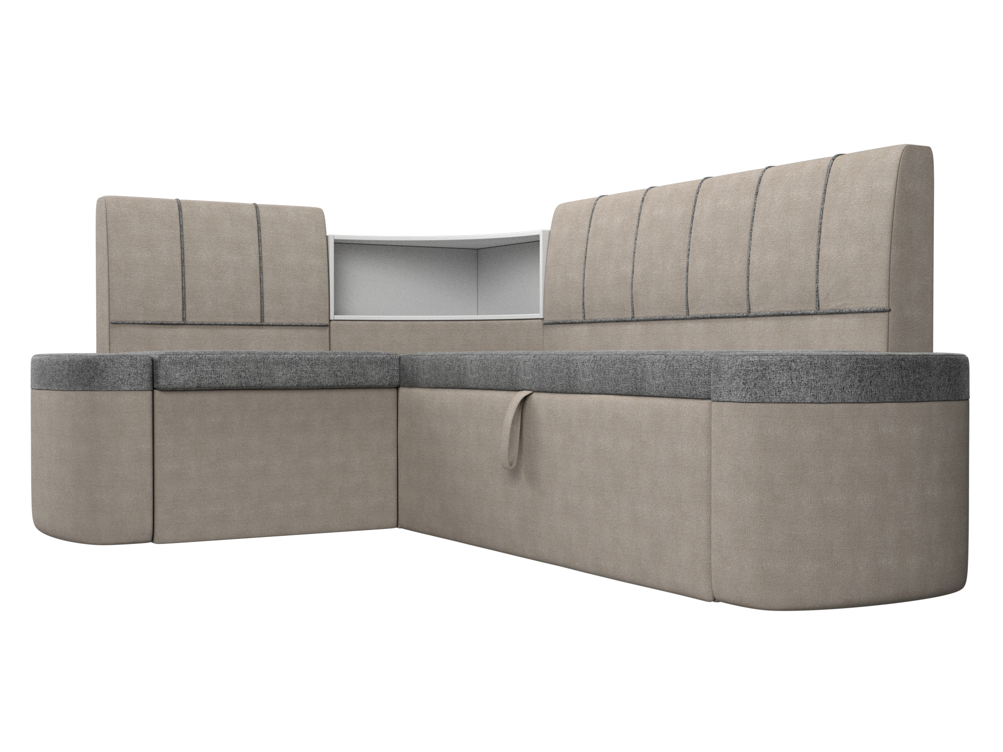 Кухонный угловой диван Тефида левый угол (Серый\Бежевый)