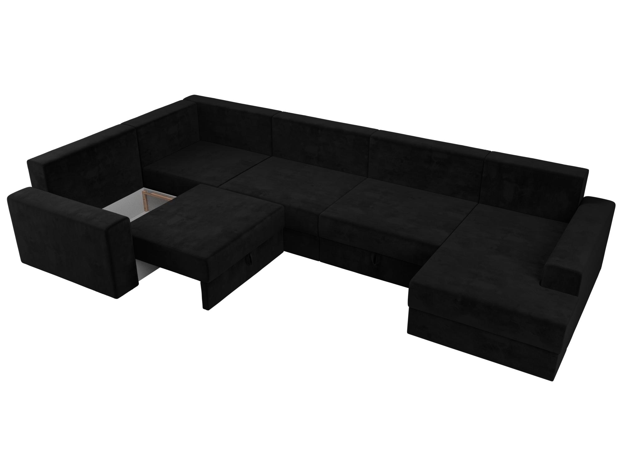 П-образный диван Майами правый угол (Черный\Черный\Бежевый)