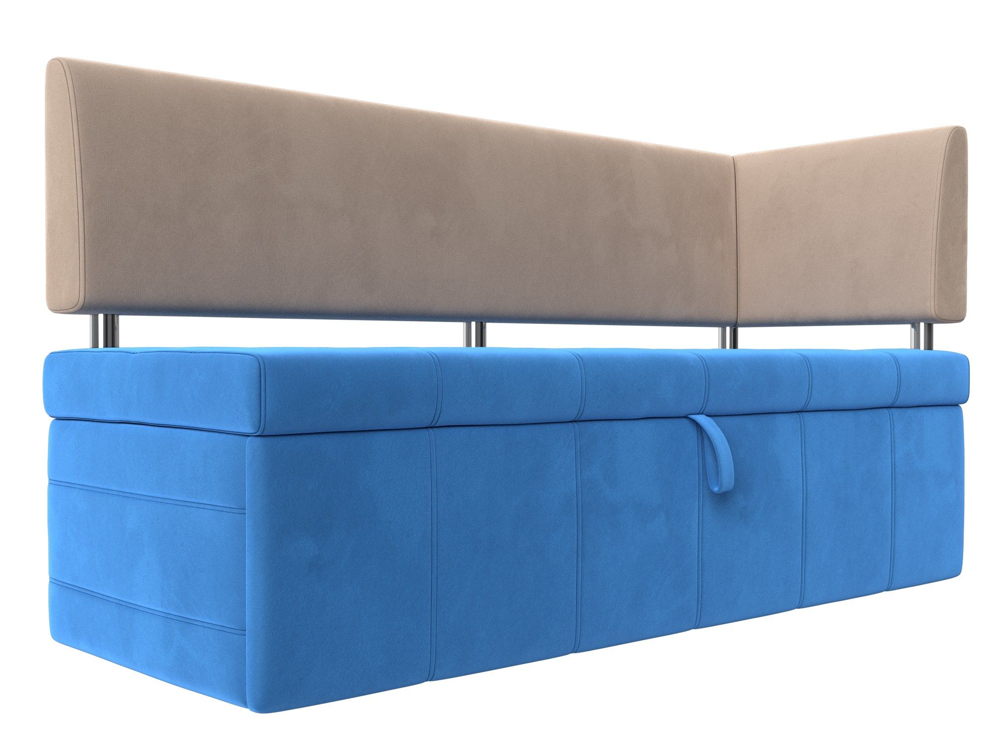Кухонный прямой диван Стоун с углом правый (голубой\бежевый)