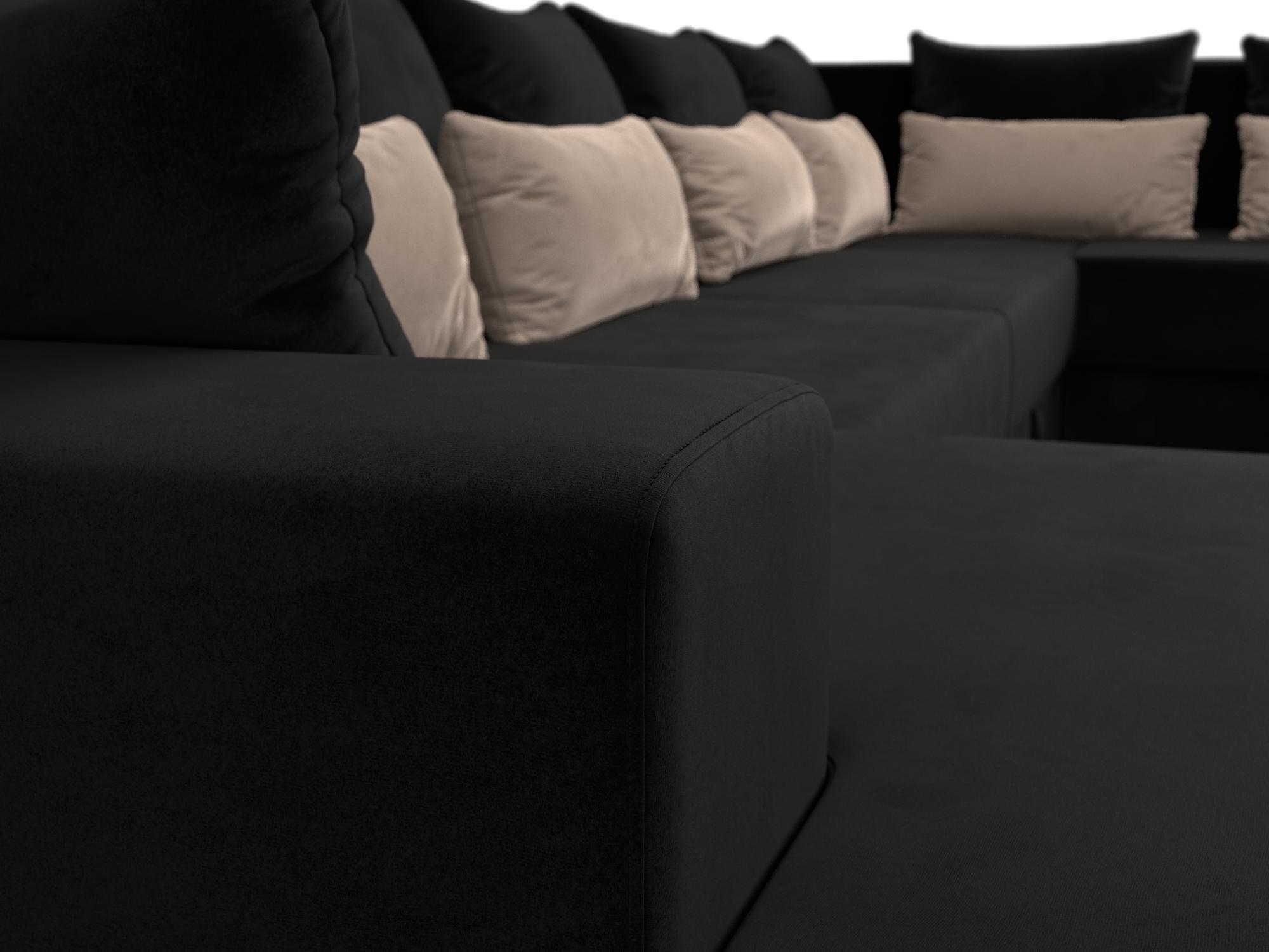 П-образный диван Майами левый угол (Черный\Черный\Бежевый)