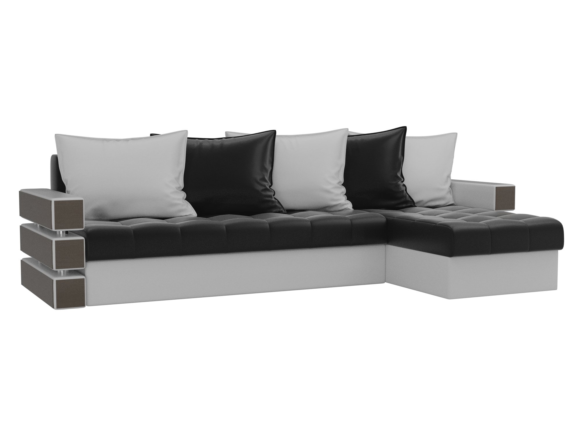 Угловой диван Венеция правый угол (Черный\Белый)