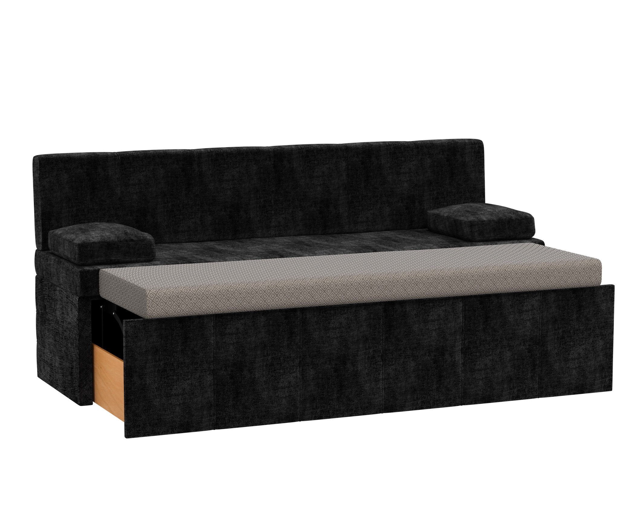 Кухонный прямой диван Лео (Черный)