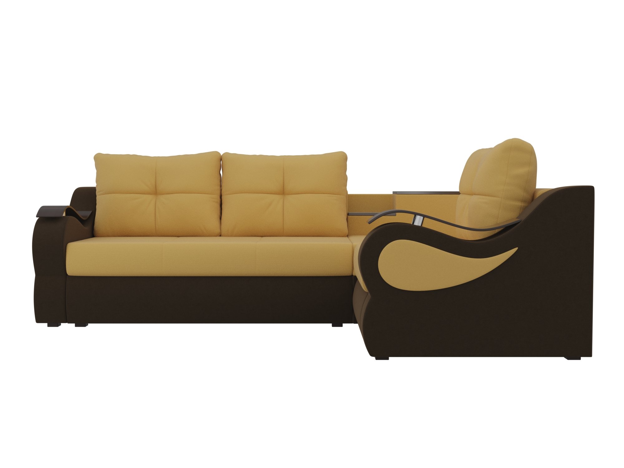 Угловой диван Митчелл правый угол (Желтый\коричневый)