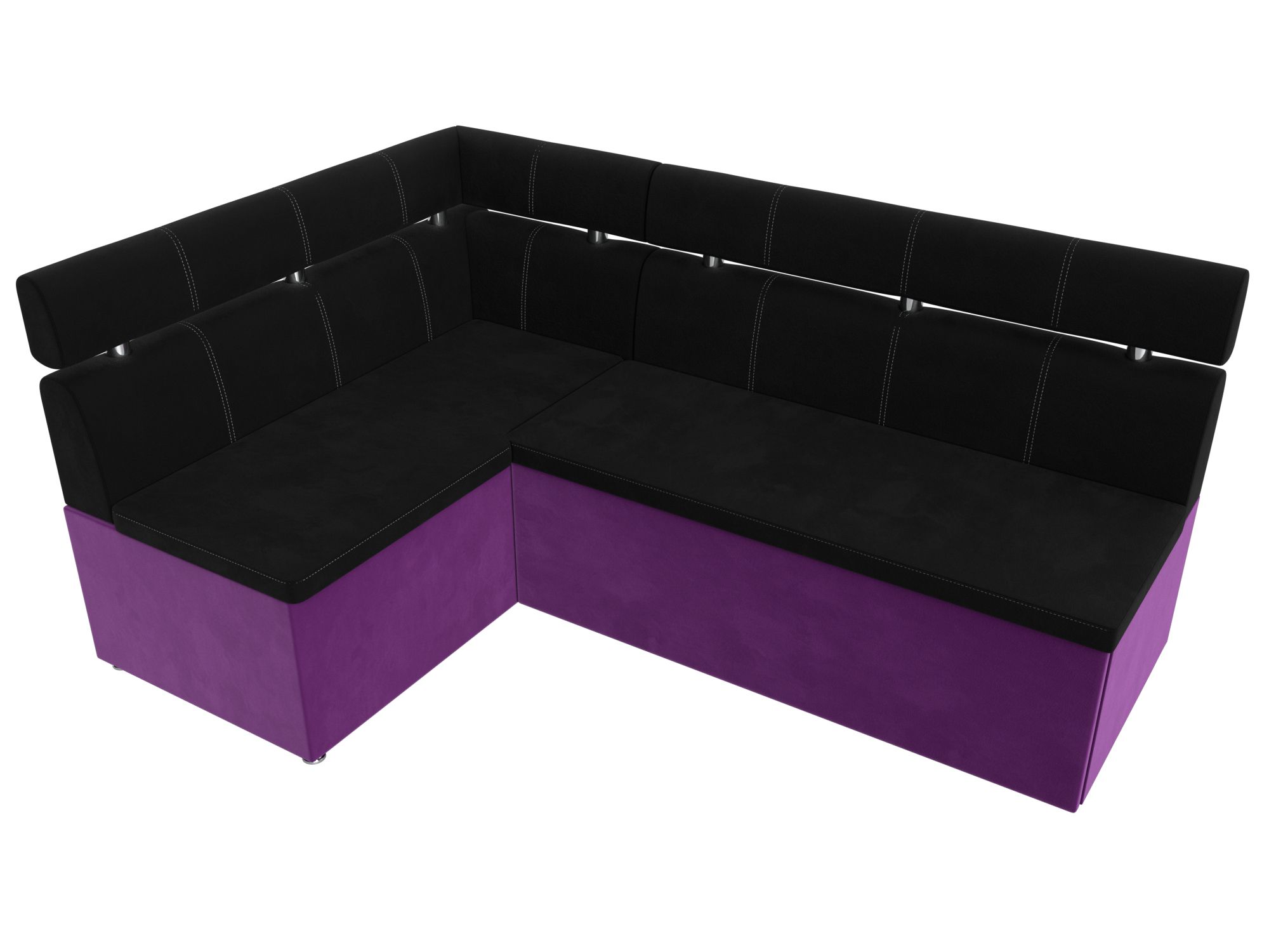 Кухонный угловой диван Классик левый угол (Черный\Фиолетовый)