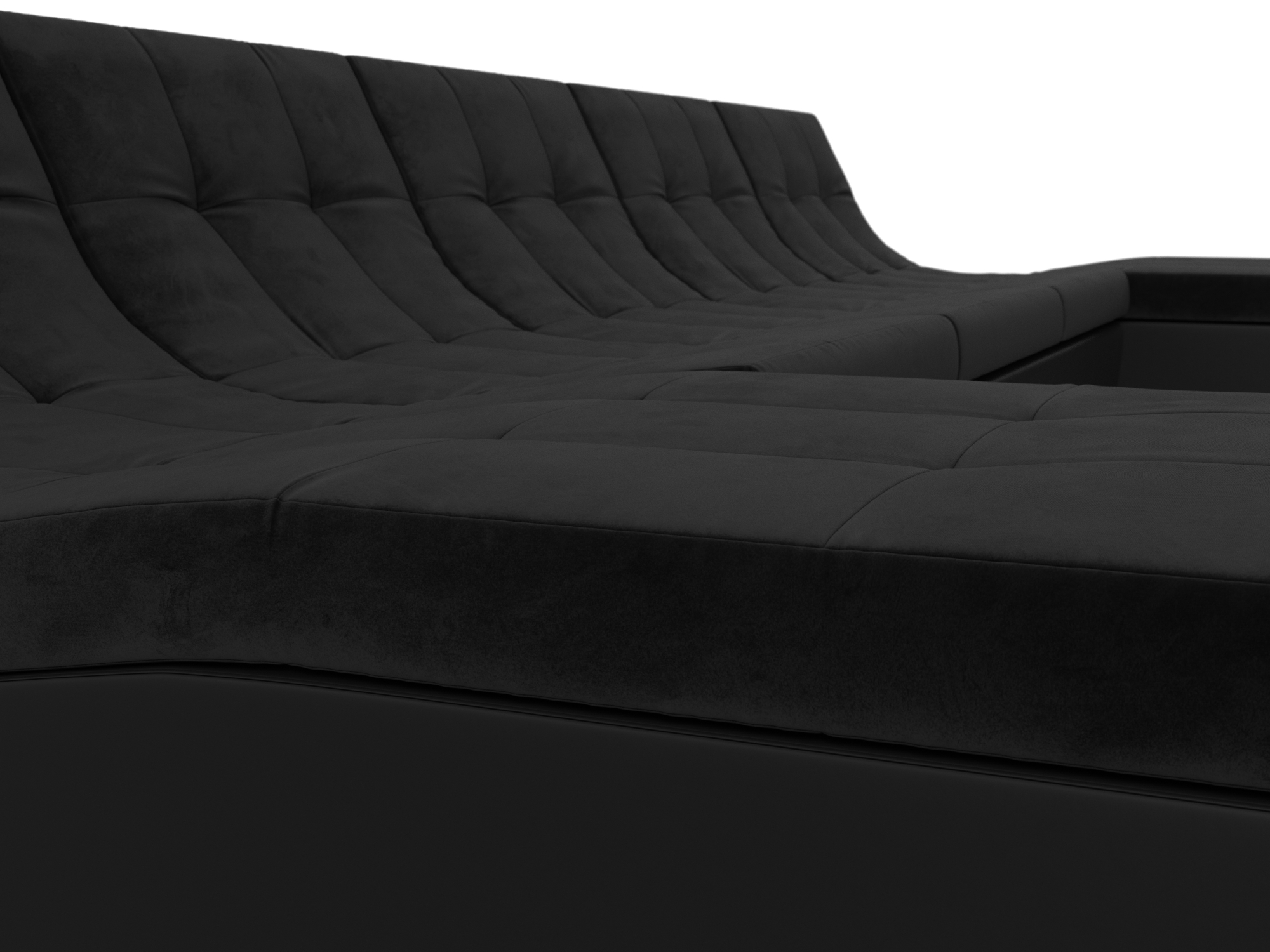 П-образный модульный диван Монреаль Long (Черный\Черный)