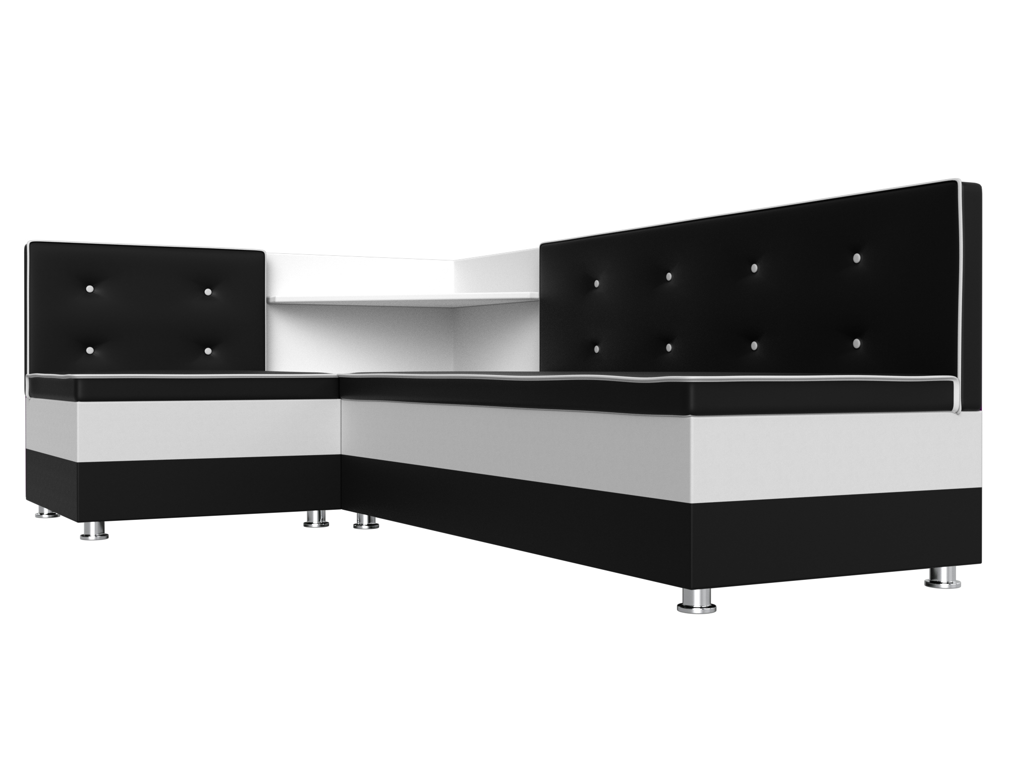 Кухонный угловой диван Милан левый угол (Черный\Белый)