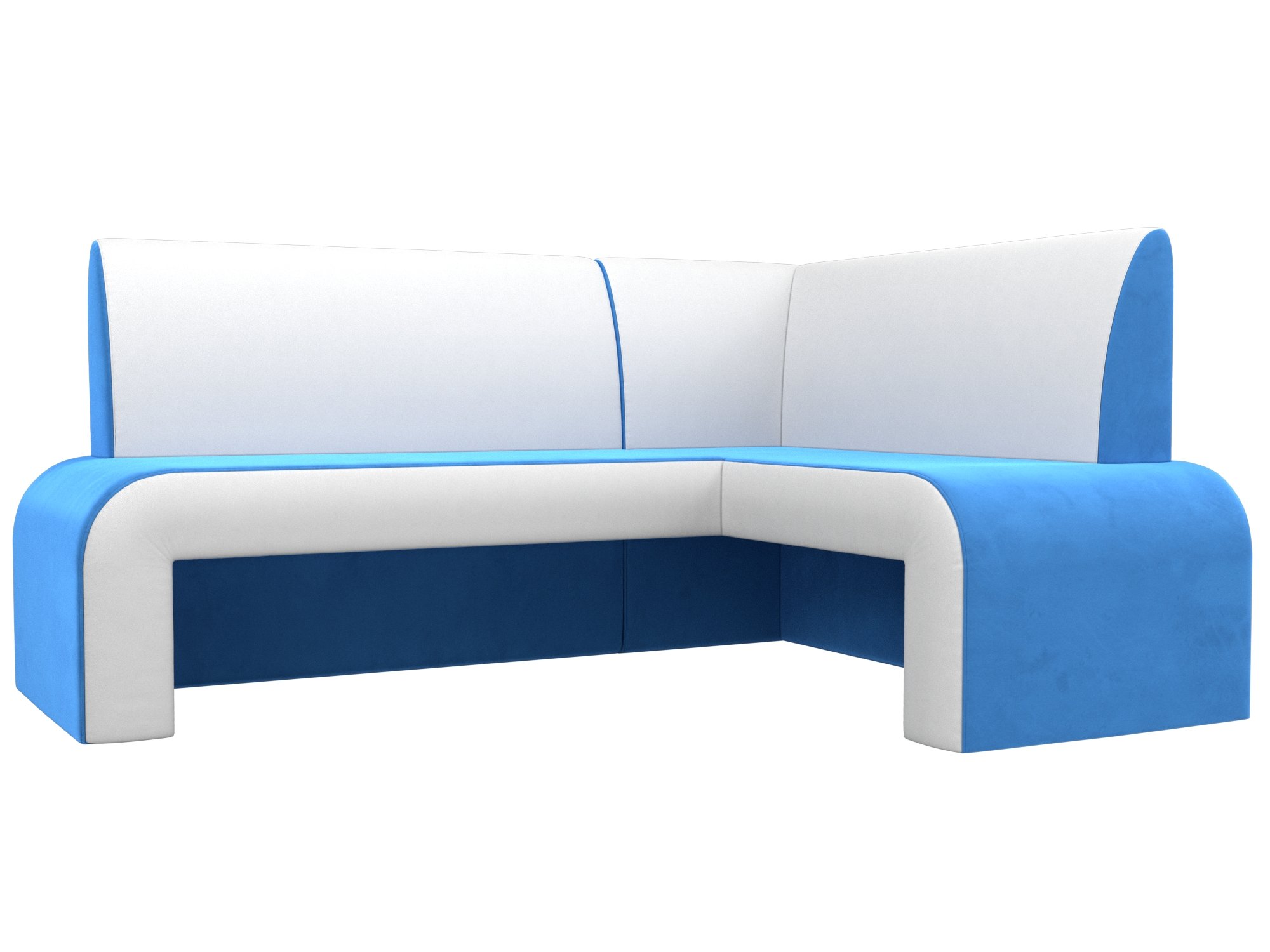 Кухонный угловой диван Кармен (Голубой\Белый)