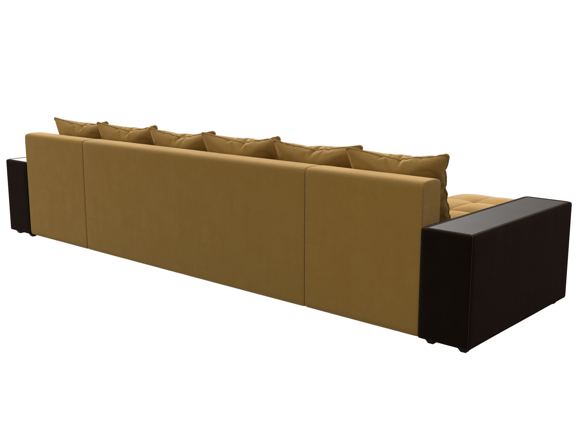 П-образный диван Дубай полки справа (Желтый\коричневый)