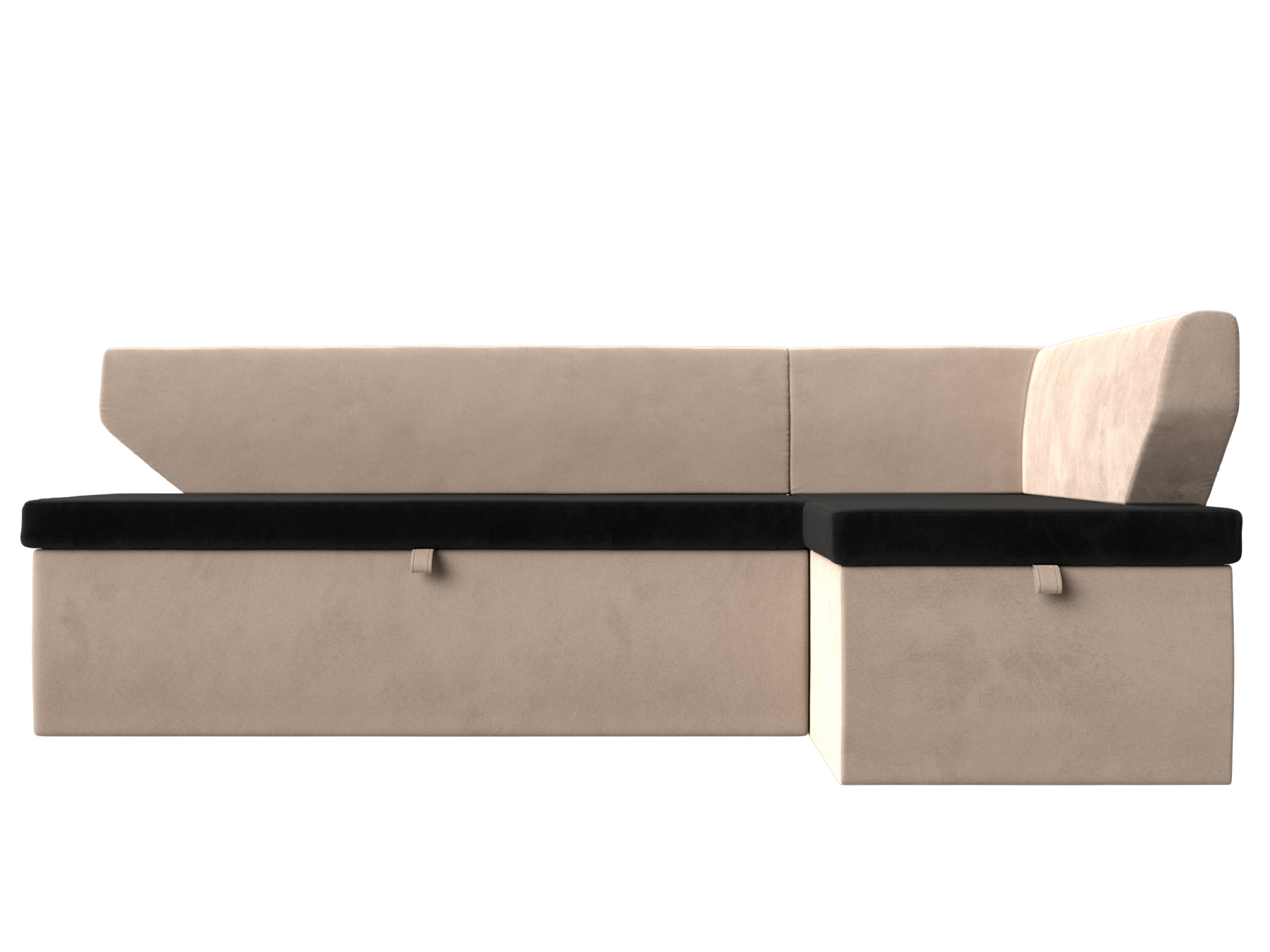 Кухонный угловой диван Омура правый угол (Черный\Бежевый)