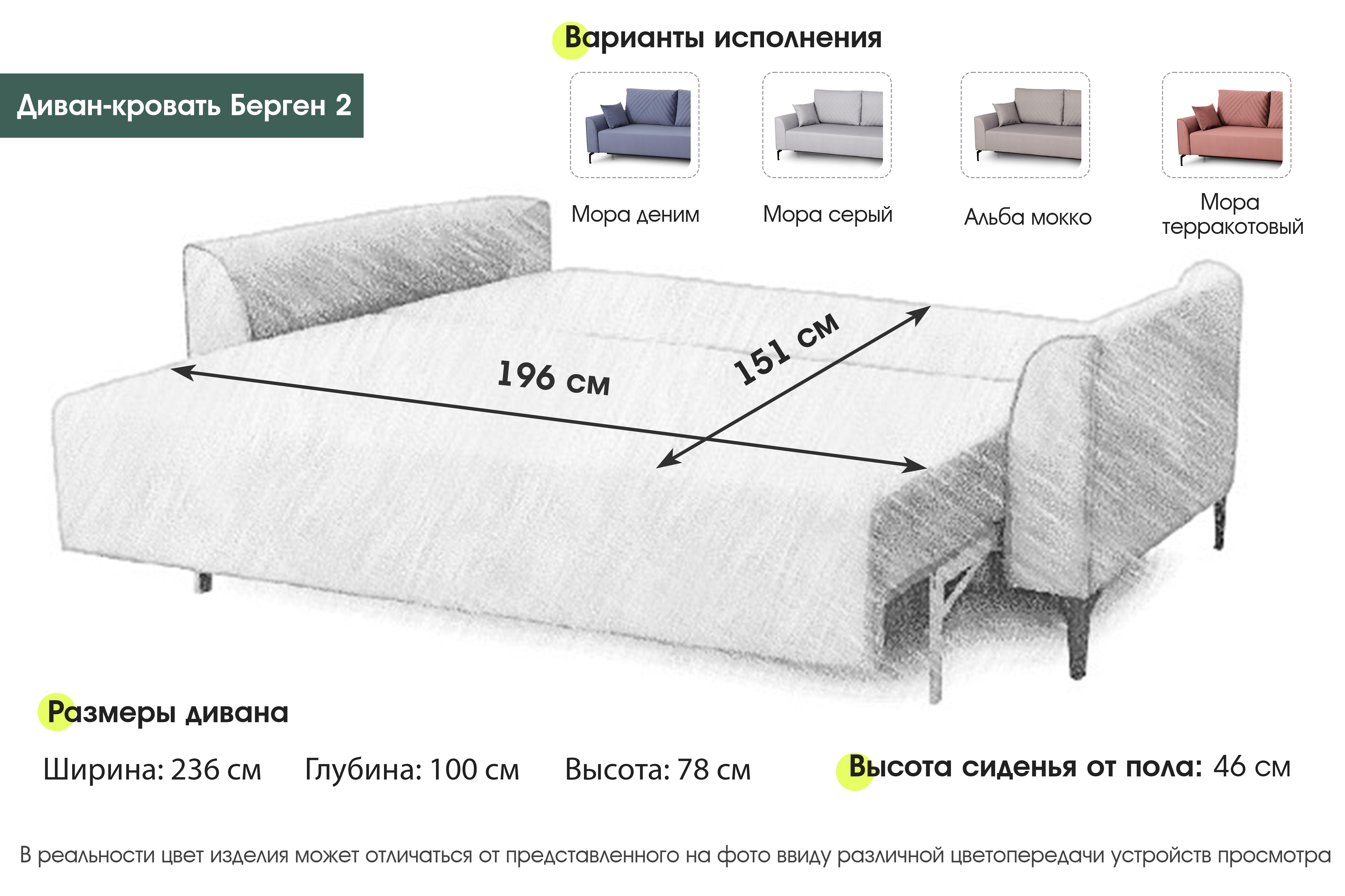 Диван-кровать Берген-2 Стандарт вариант 1