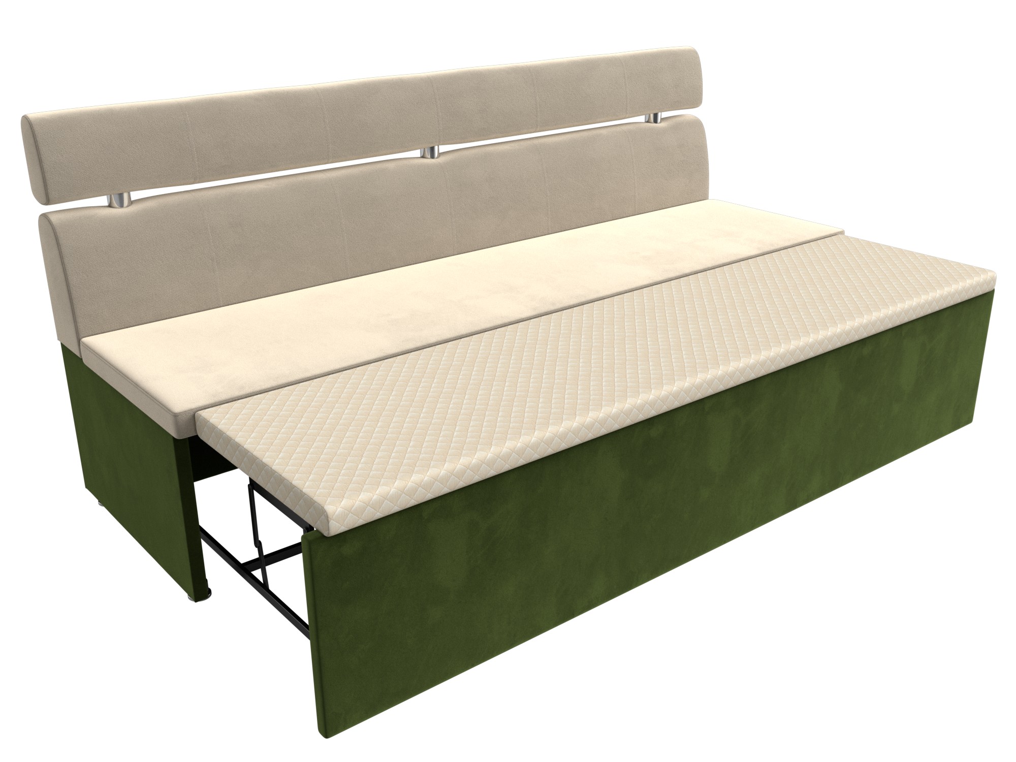 Кухонный прямой диван Классик (Бежевый\Зеленый)