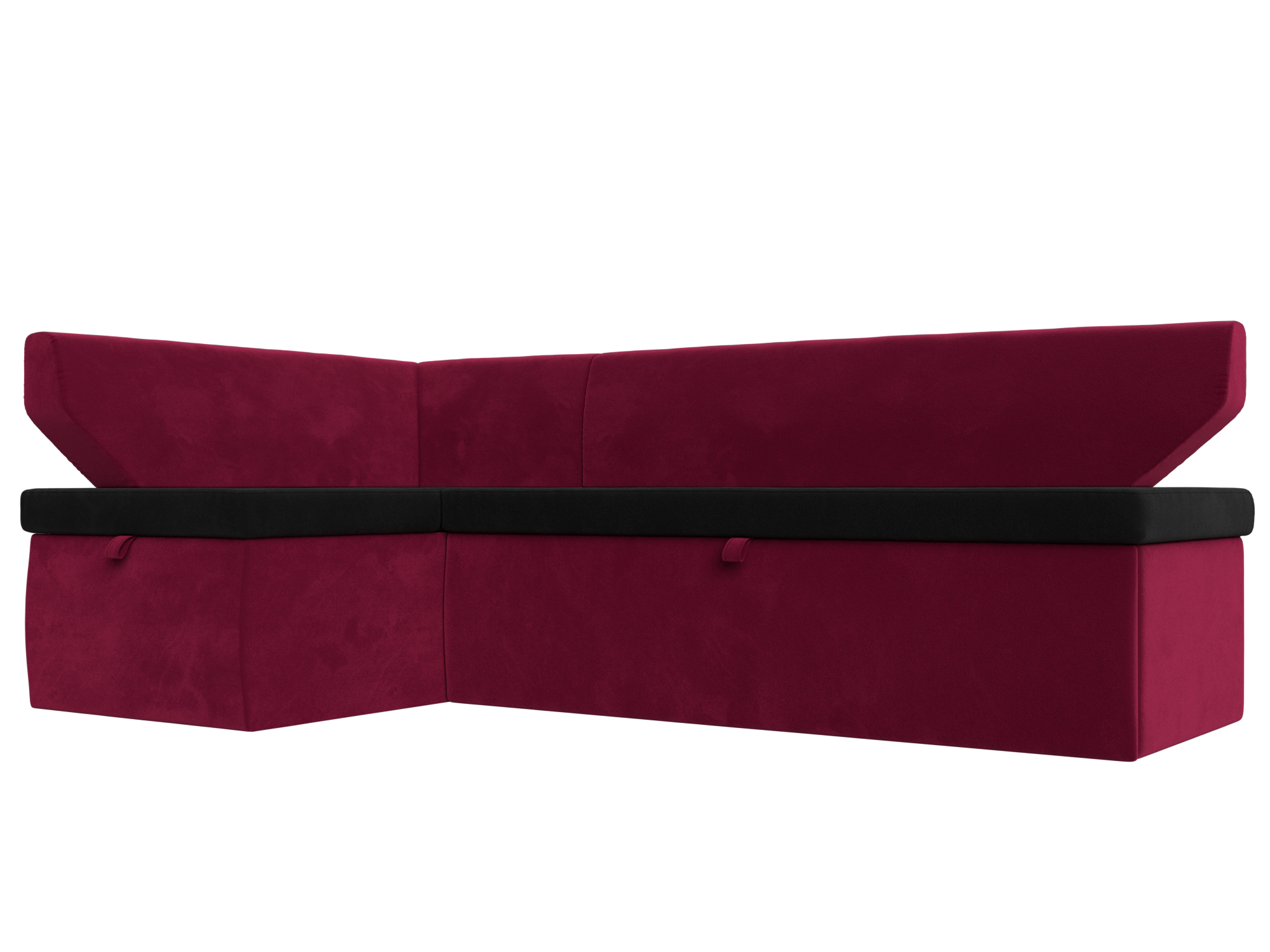 Кухонный угловой диван Омура левый угол (Черный\Бордовый)