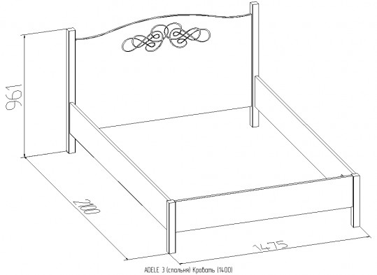 Кровать с металл. основанием «ADELE»