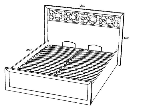 Кровать двойная НМ 011.57 с механизмом подъёма Адель