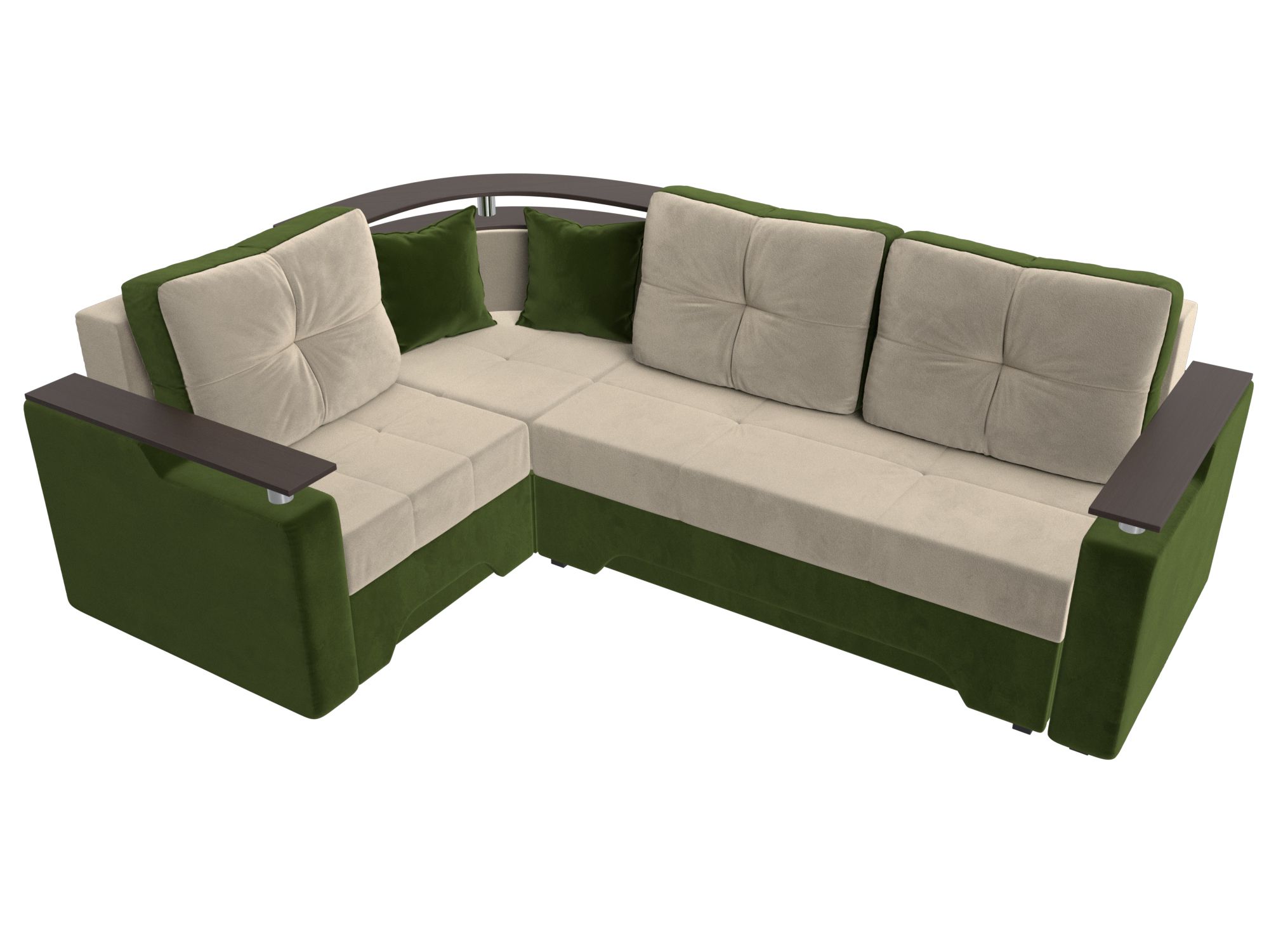 Угловой диван Комфорт левый угол (Бежевый\Зеленый)
