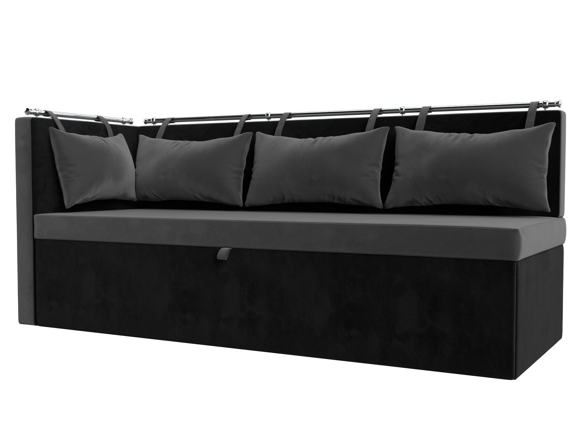 Кухонный диван Метро с углом слева (Серый\Черный)