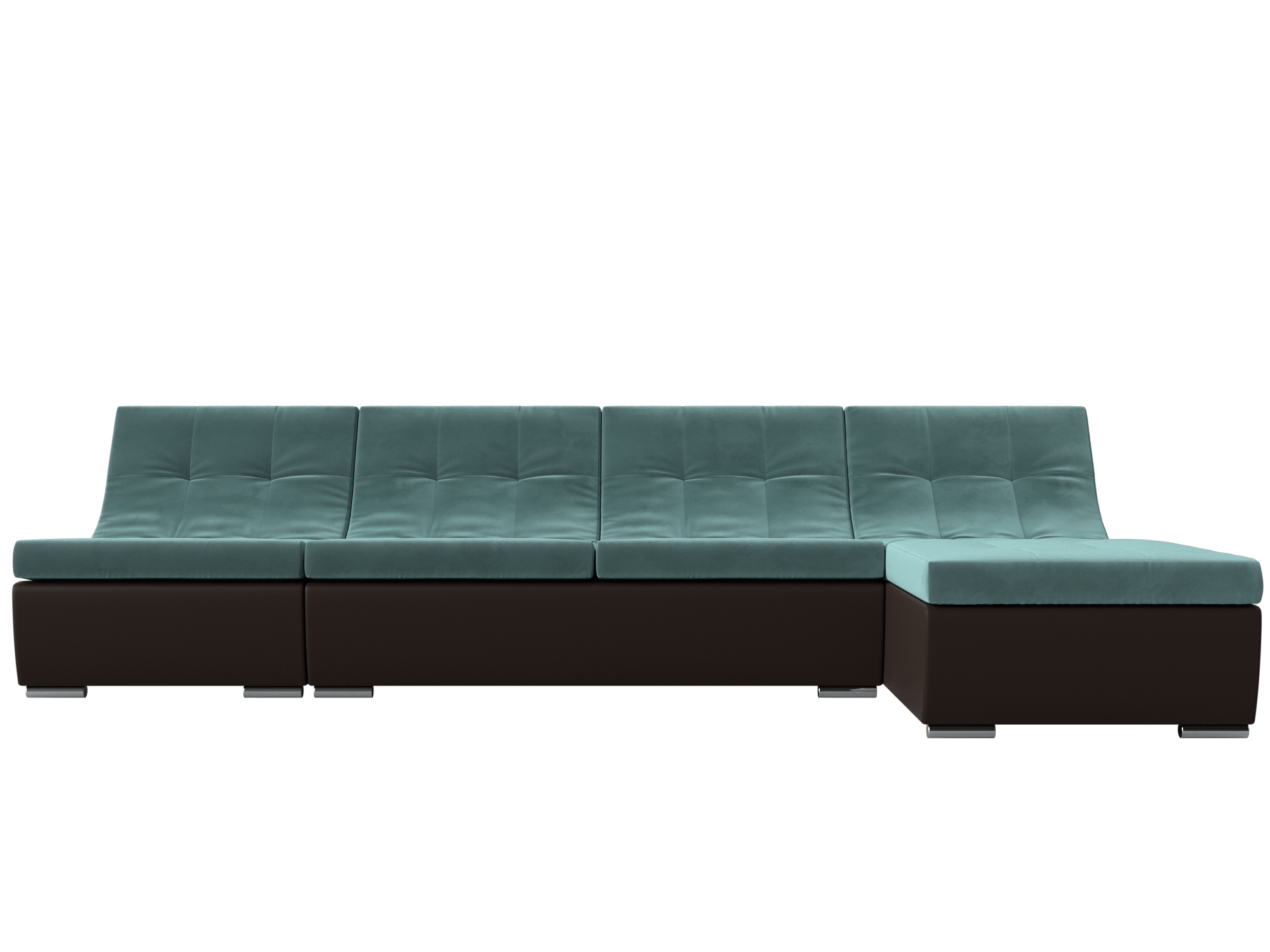 Угловой модульный диван Монреаль (Бирюзовый\Коричневый)