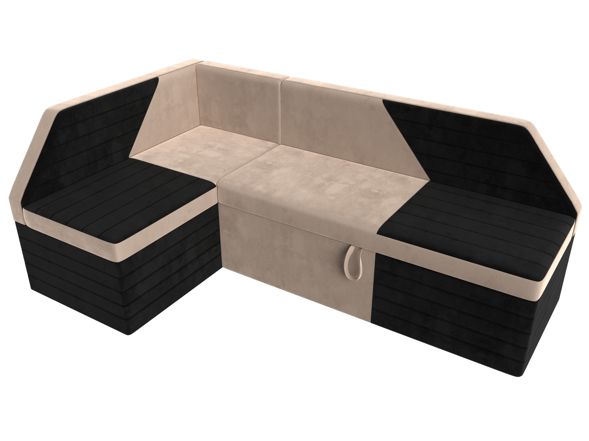 Кухонный угловой диван Дуглас левый угол (Бежевый\Черный)