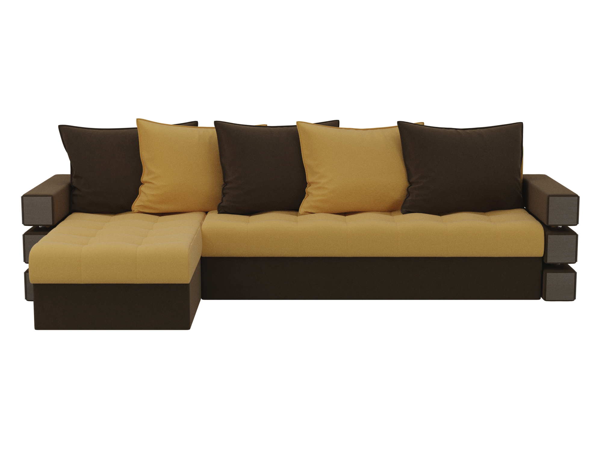 Угловой диван Венеция левый угол (Желтый\коричневый)