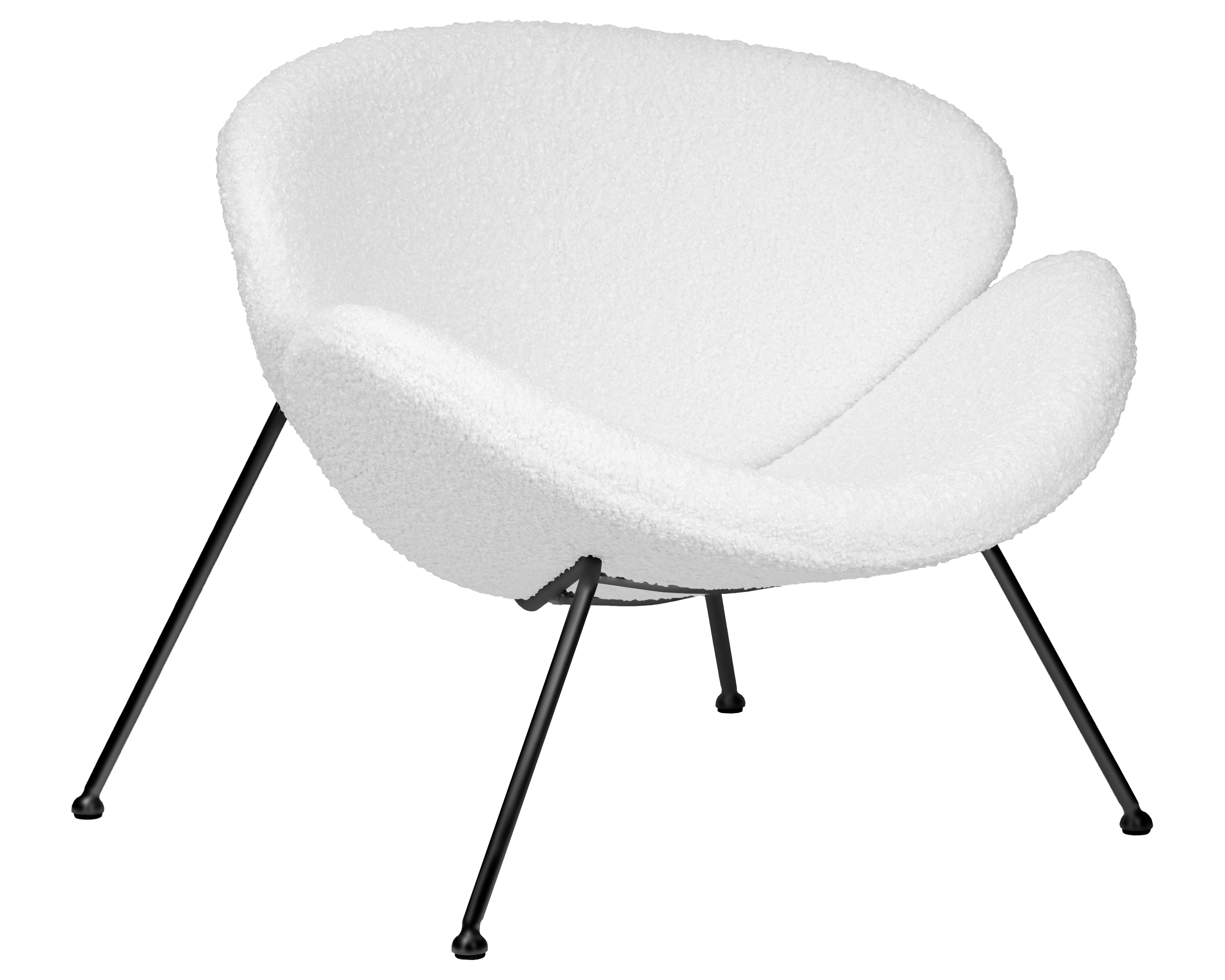 Кресло дизайнерское DOBRIN EMILY (белый (букле) ткань, черное основание)