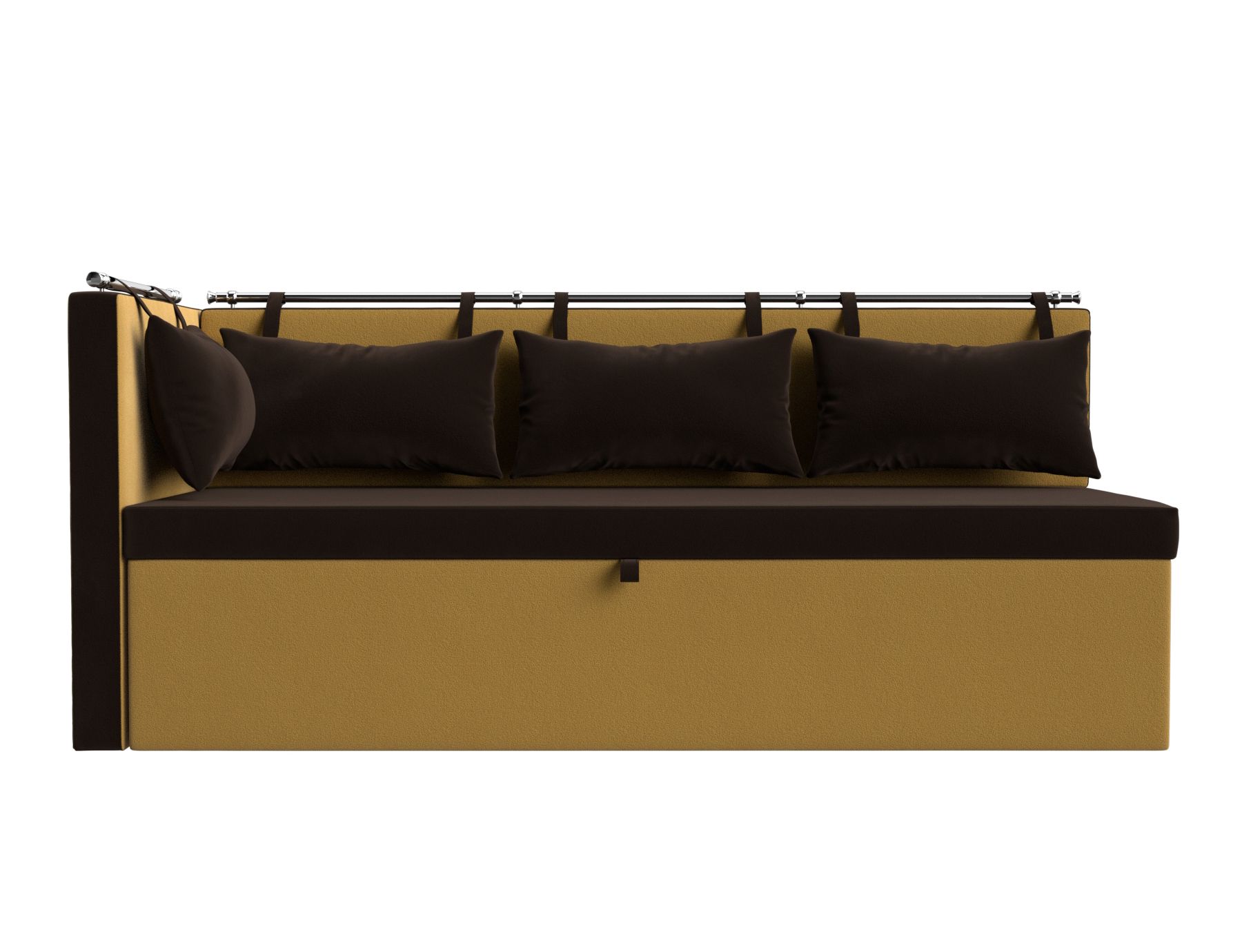 Кухонный диван Метро с углом слева (Коричневый\Желтый)