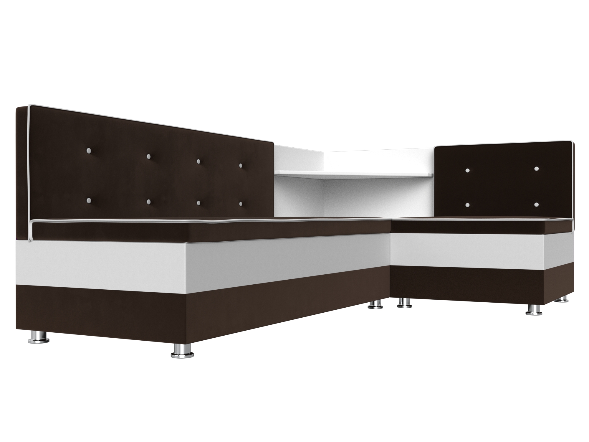 Кухонный угловой диван Милан правый угол (Коричневый)