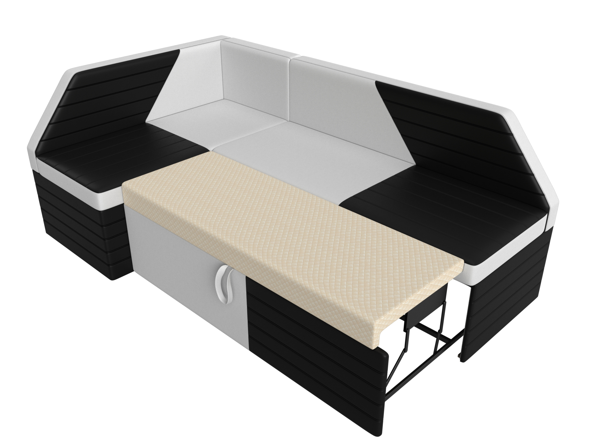 Кухонный угловой диван Дуглас левый угол (Белый\Черный)