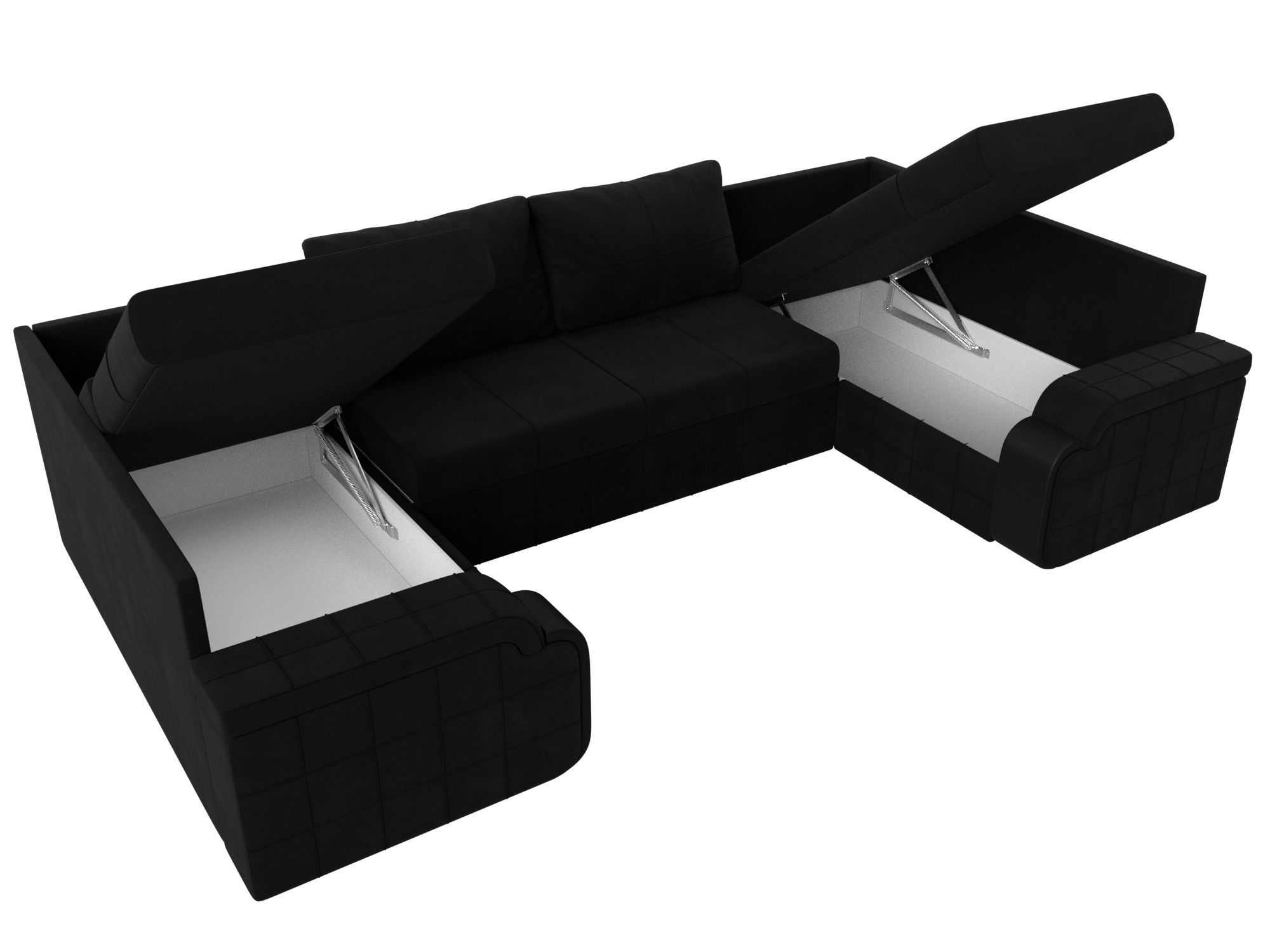 П-образный диван Николь (Черный\Черный\Фиолетовый)