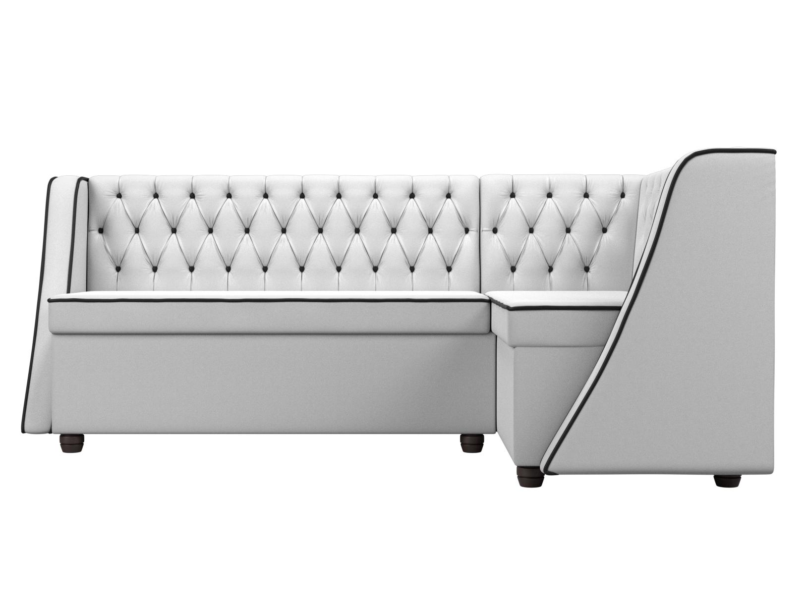 Кухонный угловой диван Лофт правый угол (Белый\Черный)