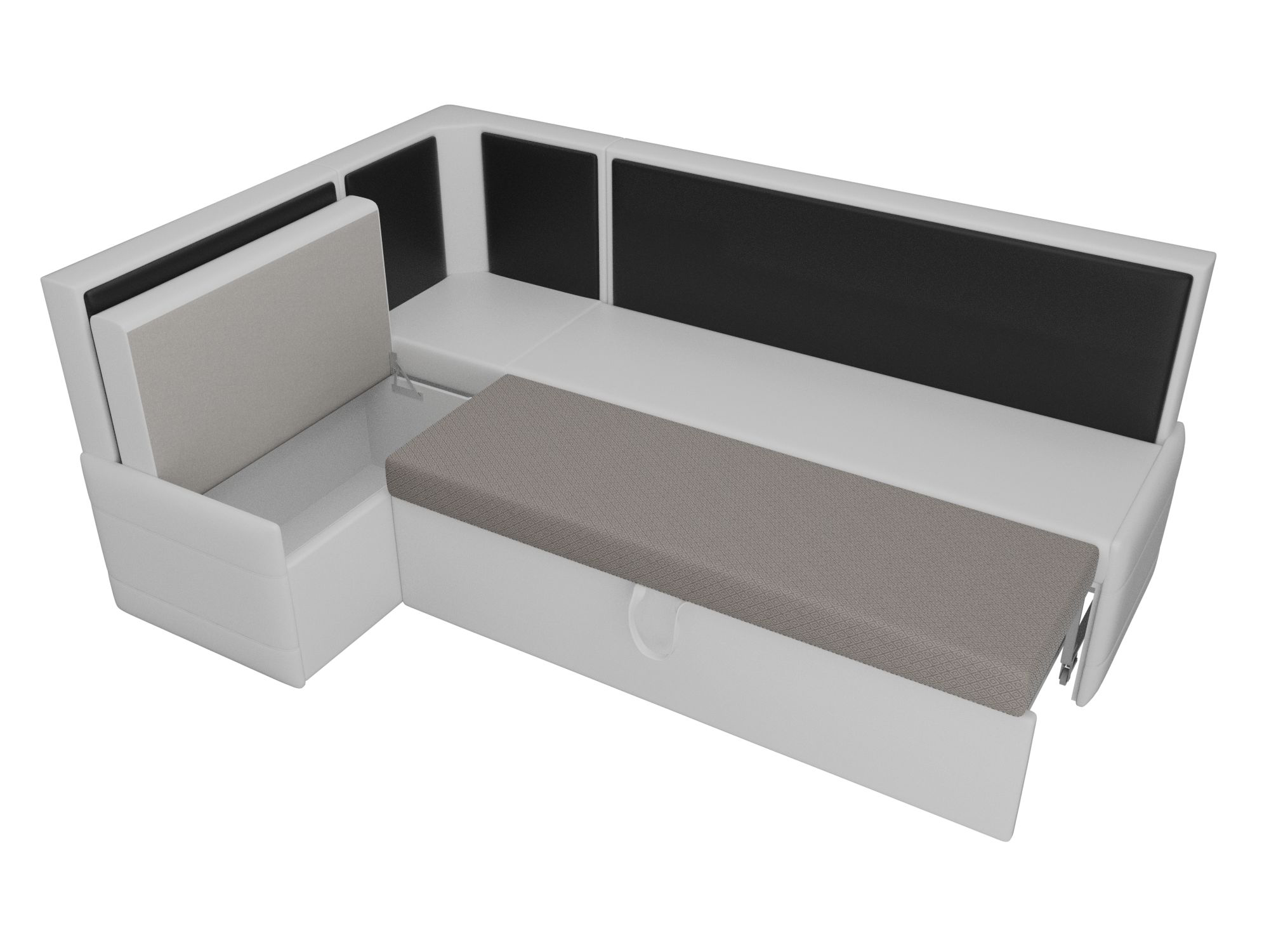 Кухонный угловой диван Кристина левый 
угол (Белый\Черный)