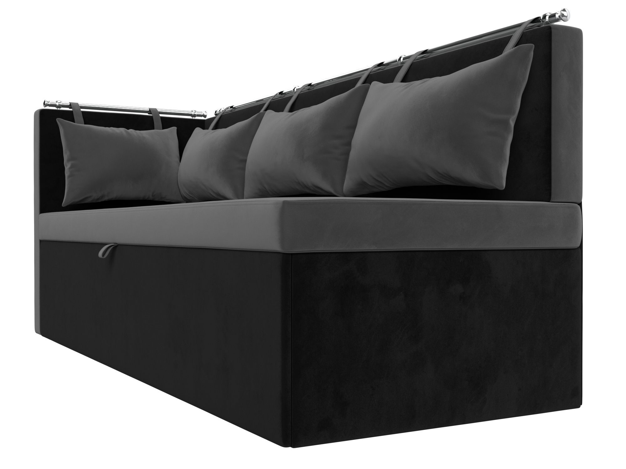 Кухонный диван Метро с углом слева (Серый\Черный)