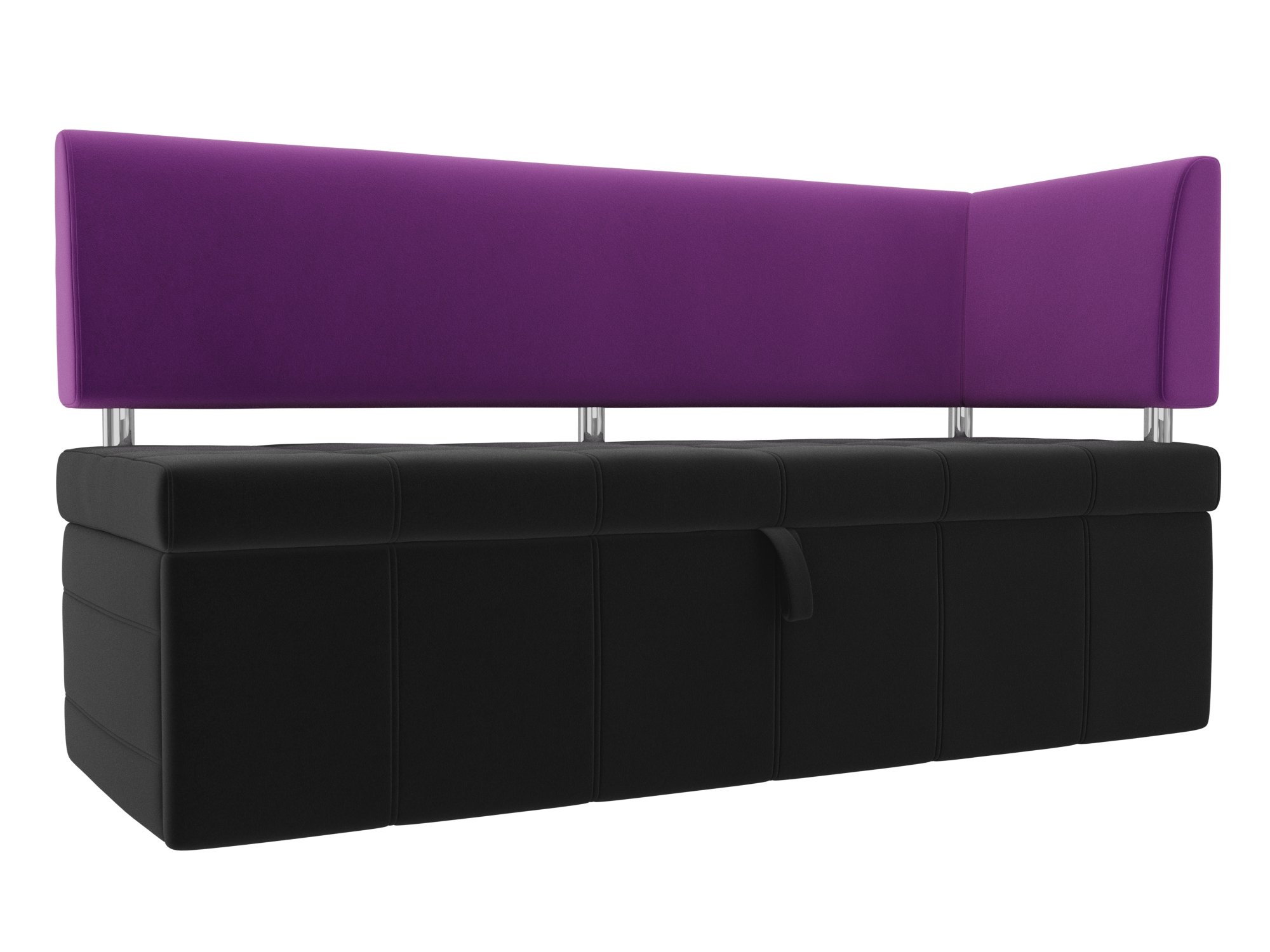 Кухонный прямой диван Стоун с углом правый (Черный\Фиолетовый)