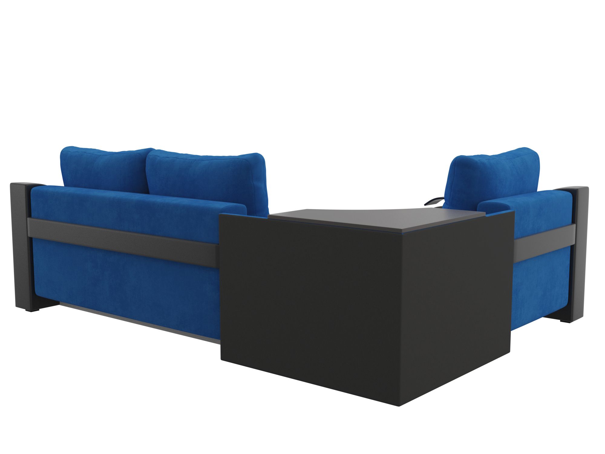 Угловой диван Митчелл левый угол (Голубой\Черный)