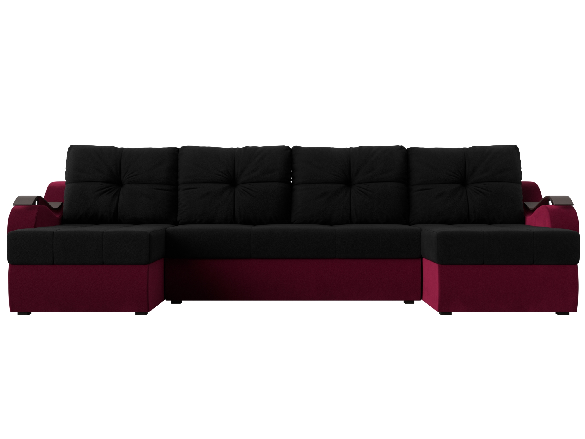 П-образный диван Меркурий (Черный\Бордовый)