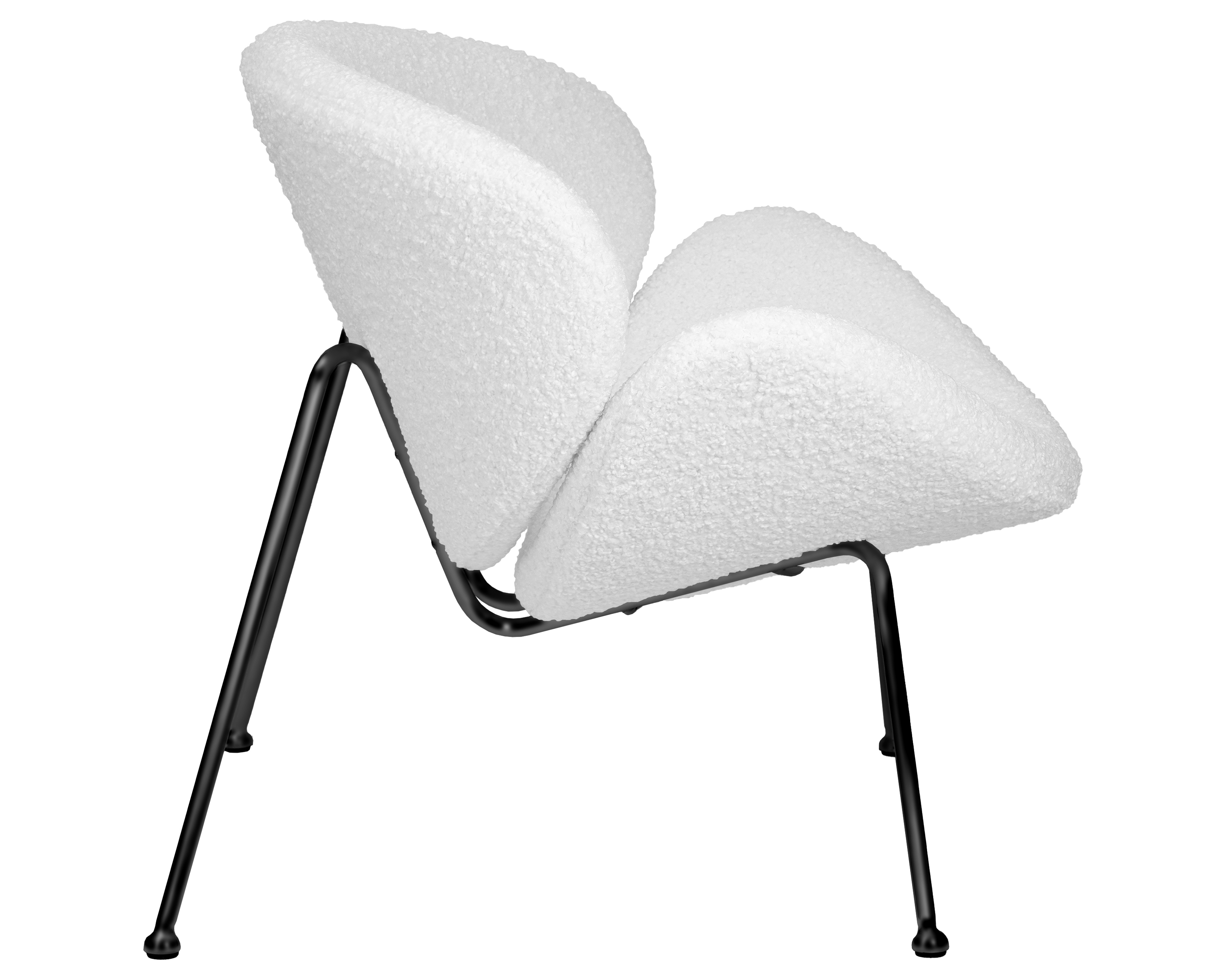 Кресло дизайнерское DOBRIN EMILY (белый (букле) ткань, черное основание)
