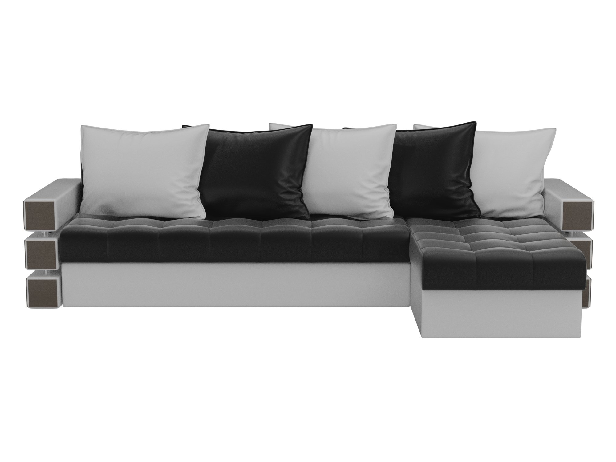 Угловой диван Венеция правый угол (Черный\Белый)