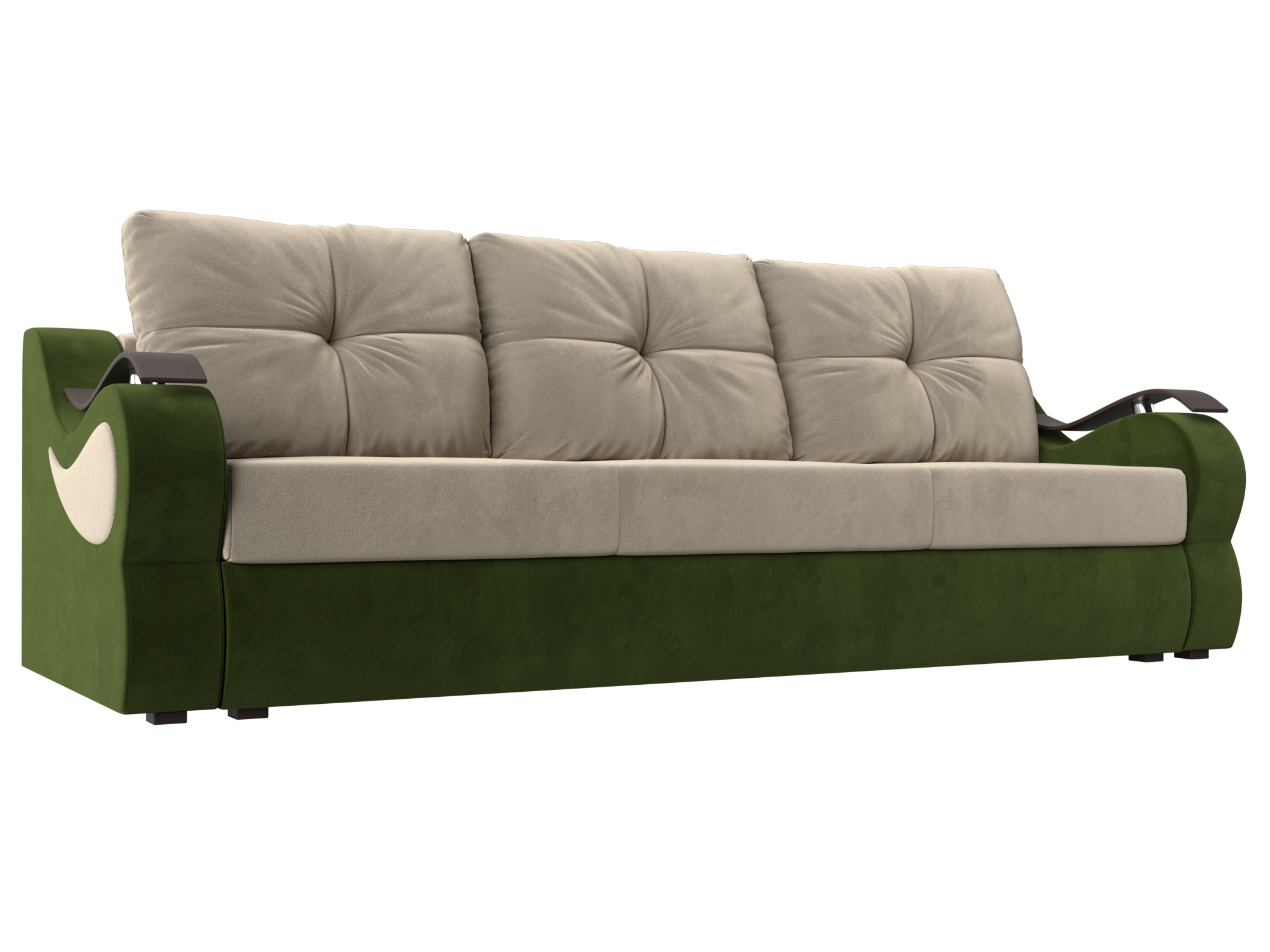 Прямой диван Меркурий еврокнижка (бежевый\зеленый)