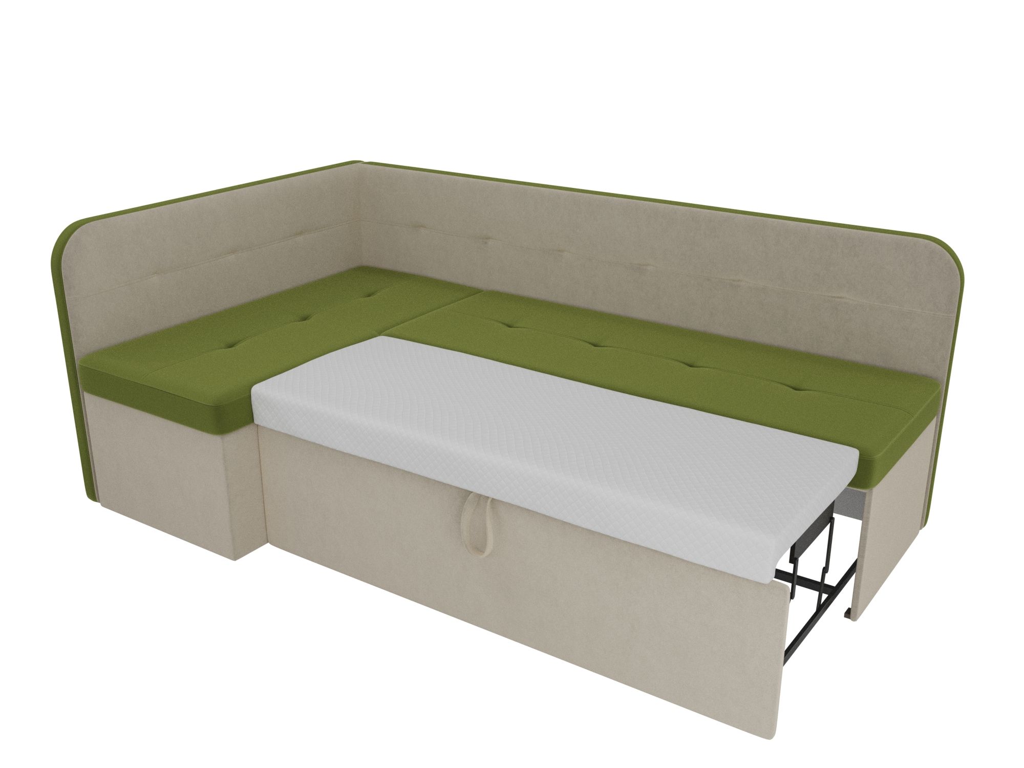 Кухонный угловой диван Форест левый угол (Зеленый\Бежевый)