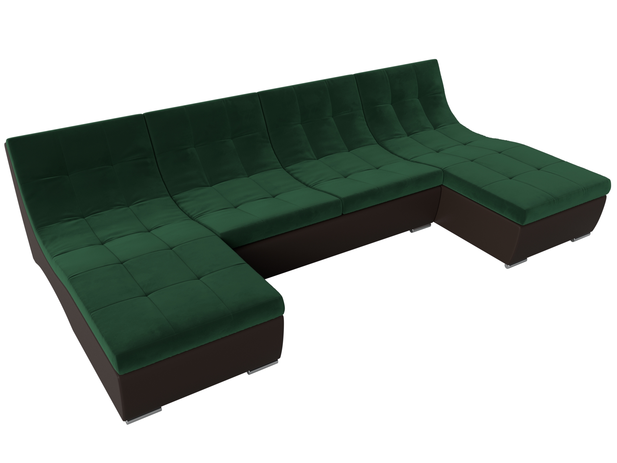 П-образный модульный диван Монреаль (Зеленый\Коричневый)