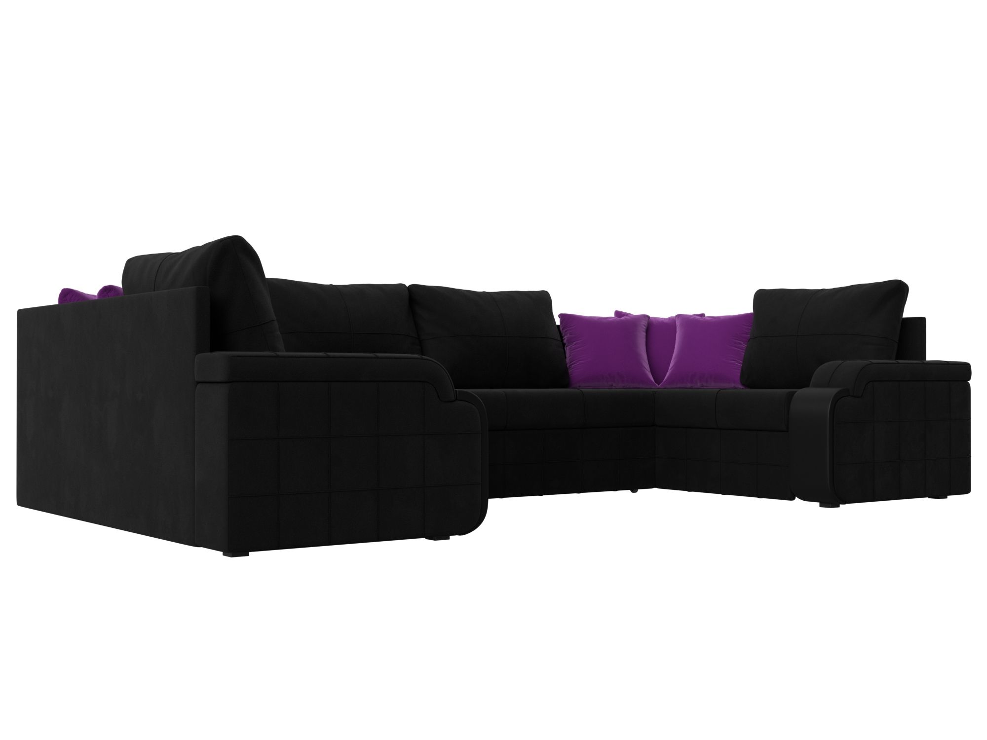 П-образный диван Николь (Черный\Черный\Фиолетовый)