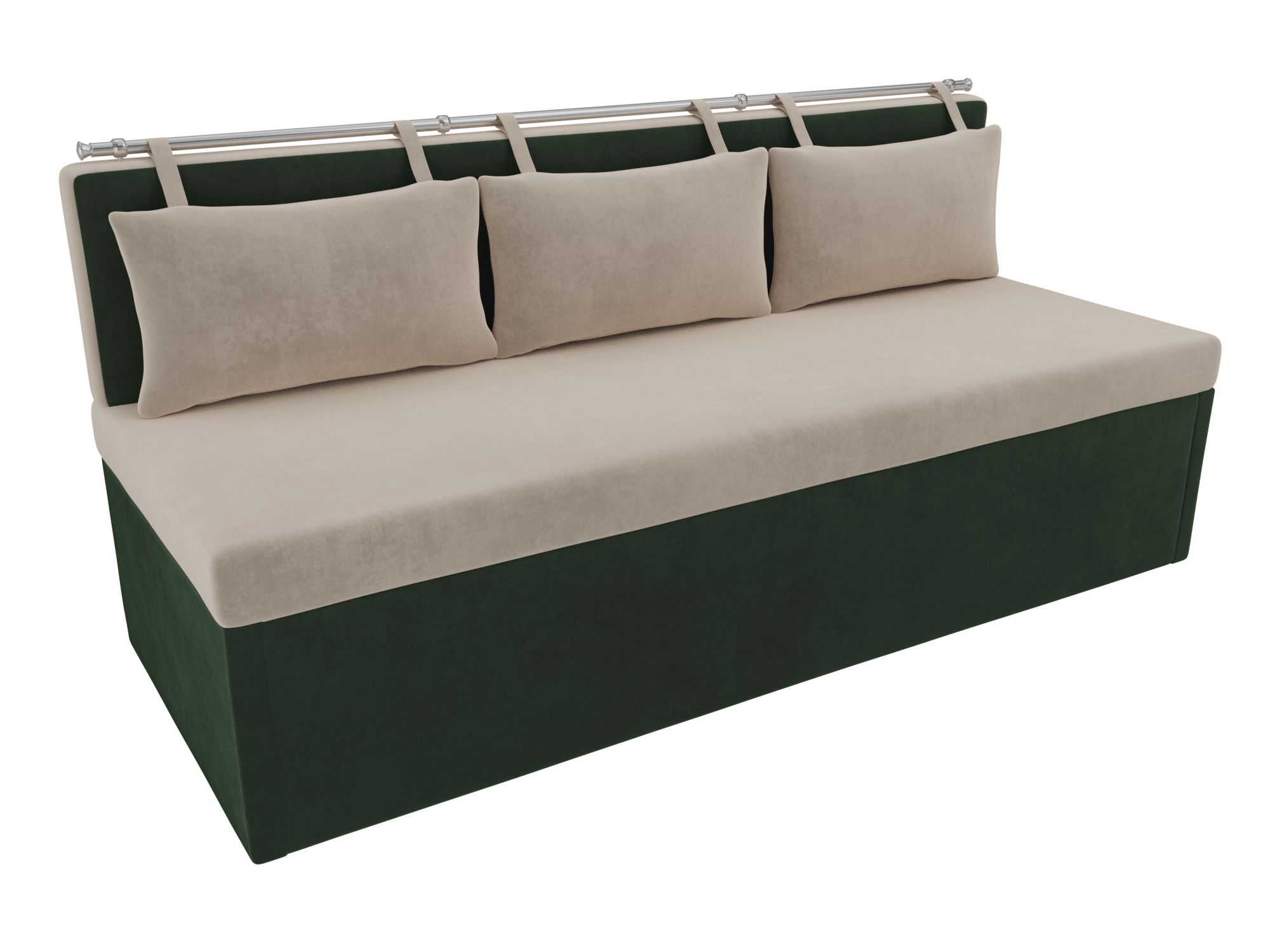 Кухонный прямой диван Метро (Бежевый\Зеленый)