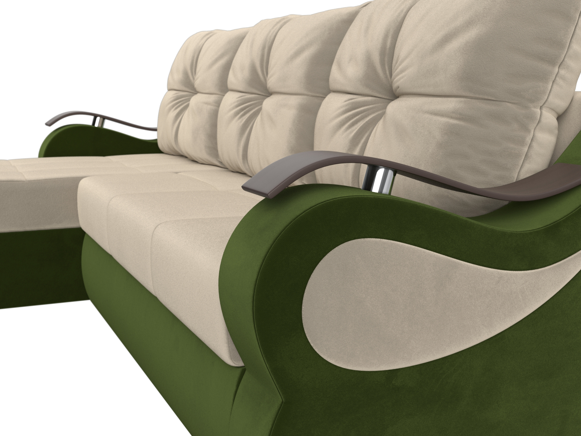 Угловой диван Меркурий левый угол (Бежевый\Зеленый)