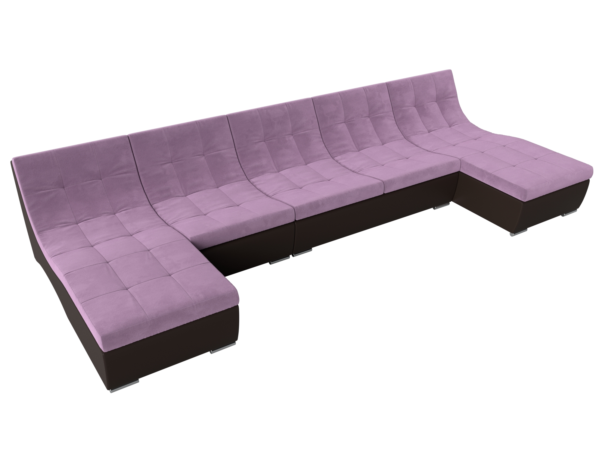 П-образный модульный диван Монреаль Long (Сиреневый\Коричневый)