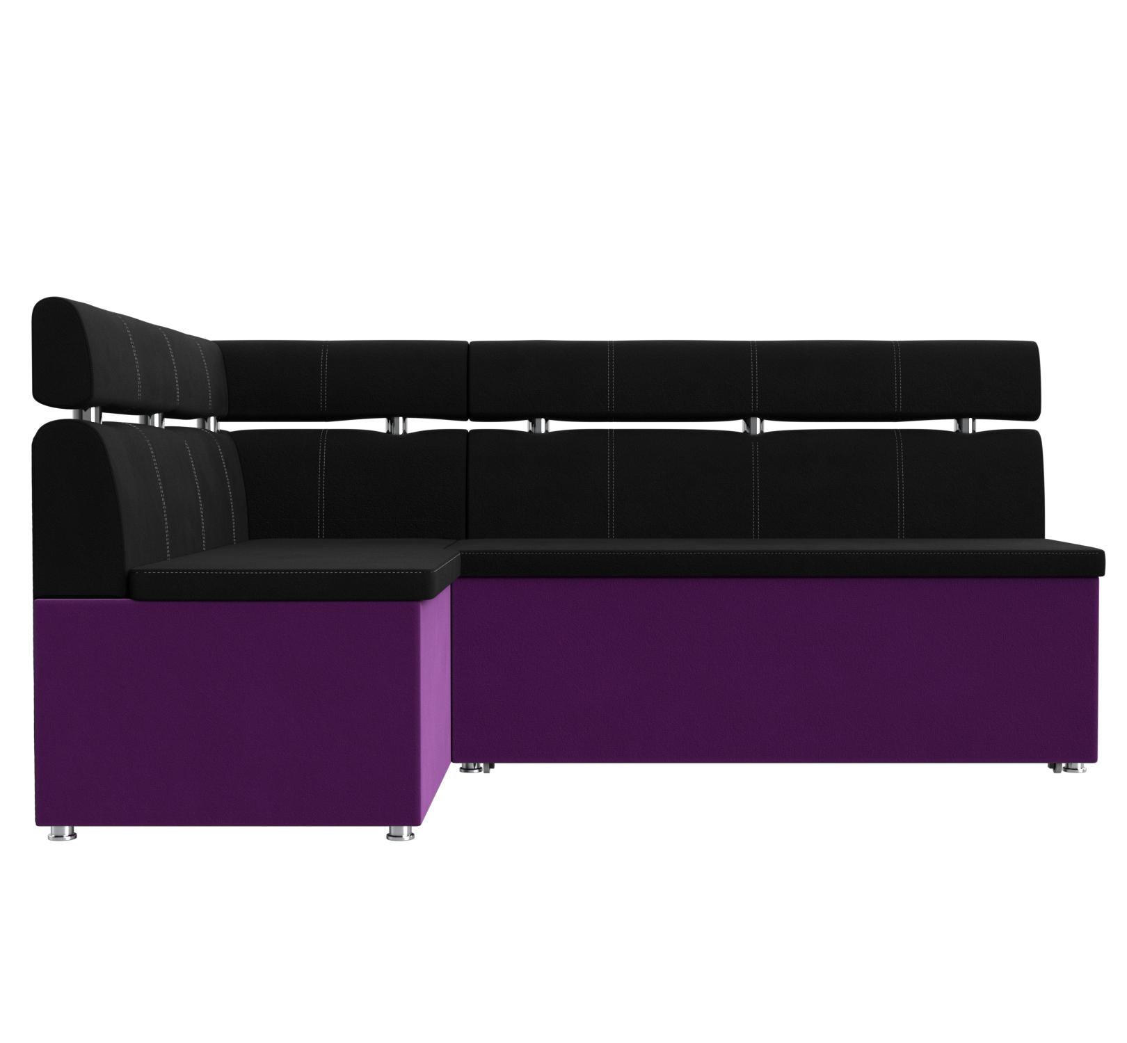 Кухонный угловой диван Классик левый угол (Черный\Фиолетовый)