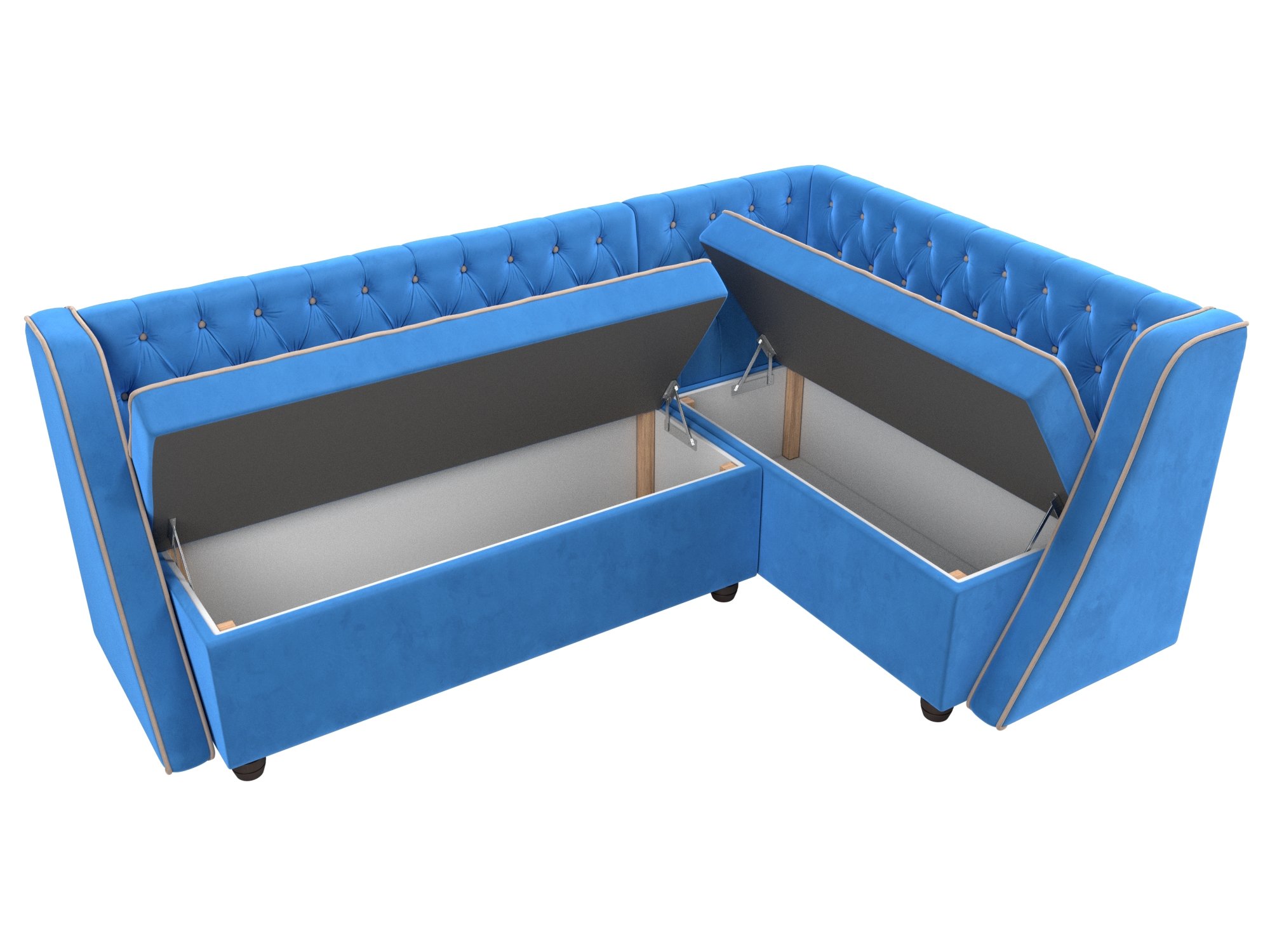 Кухонный угловой диван Лофт правый угол (голубой\бежевый)