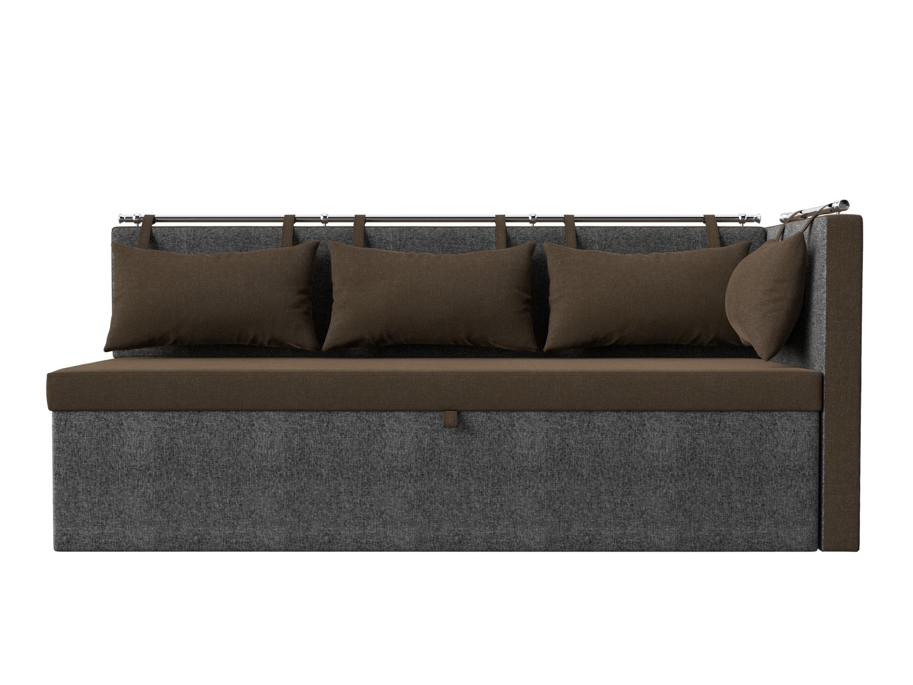Кухонный диван Метро с углом справа (Коричневый\Серый)